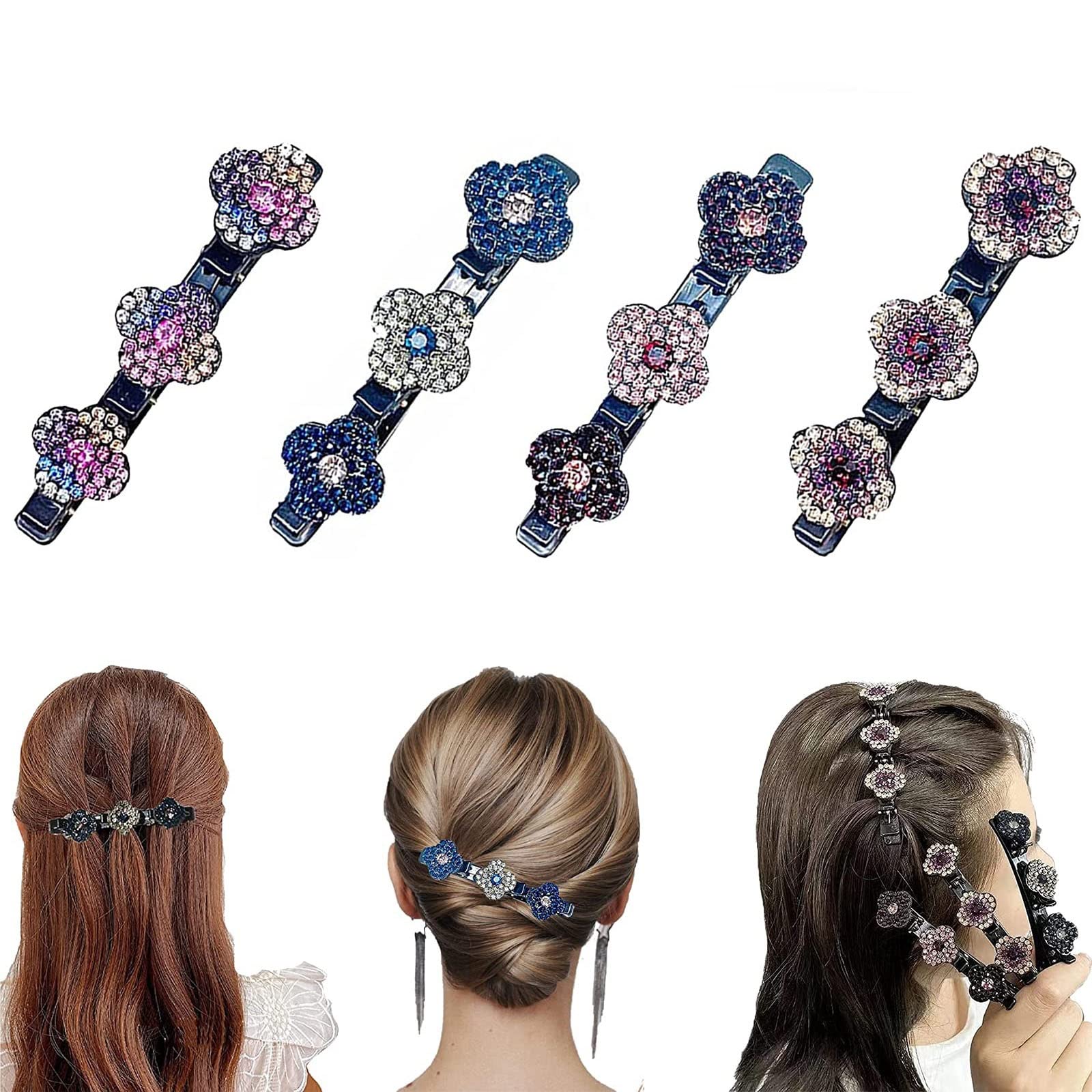 Amazon.co.jp: きらめくクリスタルストーン編み込みヘアクリップ