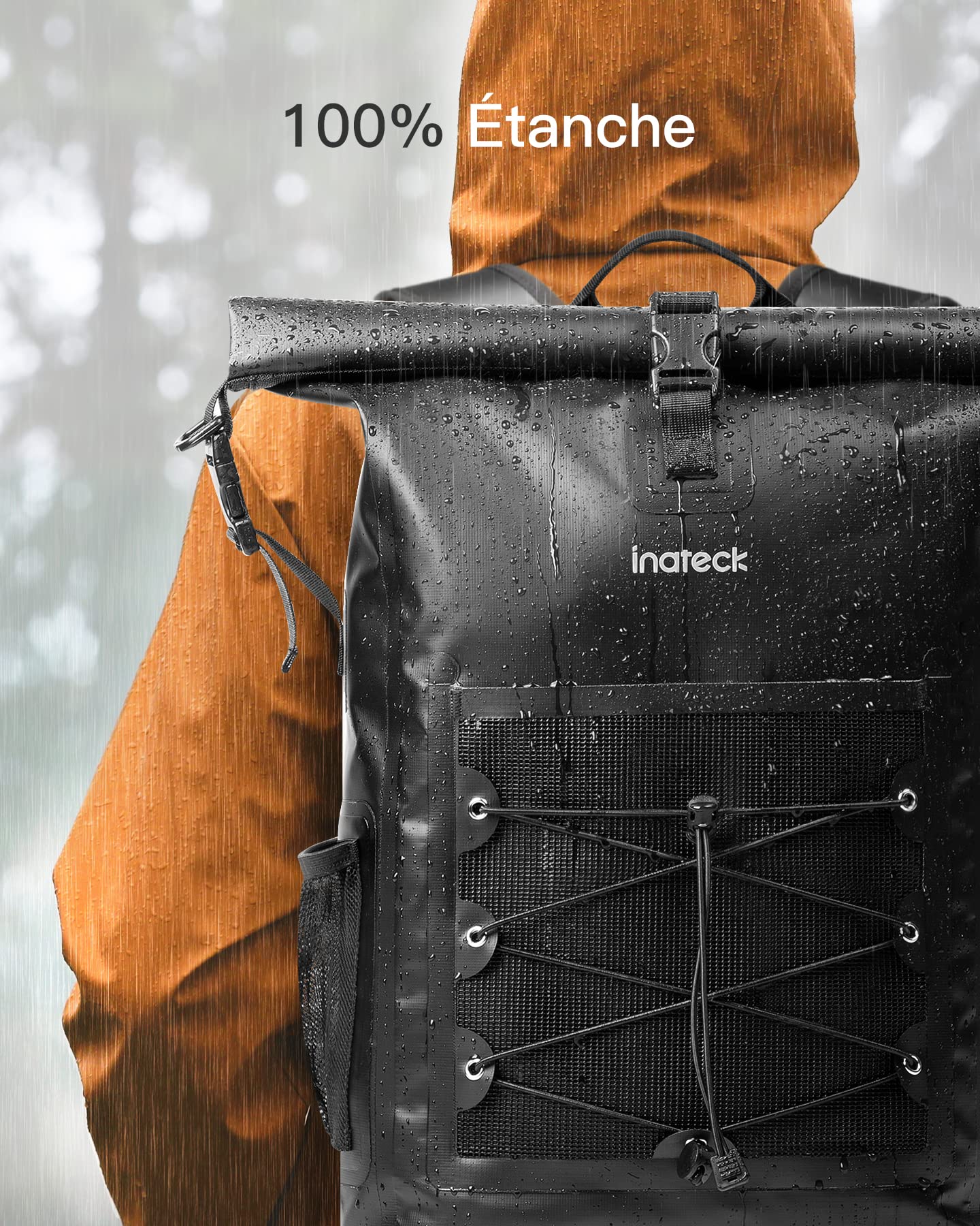 Sac à Dos RollTop Inateck 22-26,8L - Compartiment Ordinateur 15,6", Ouverture 180°, Imperméable, Pour Vélo Et Voyage