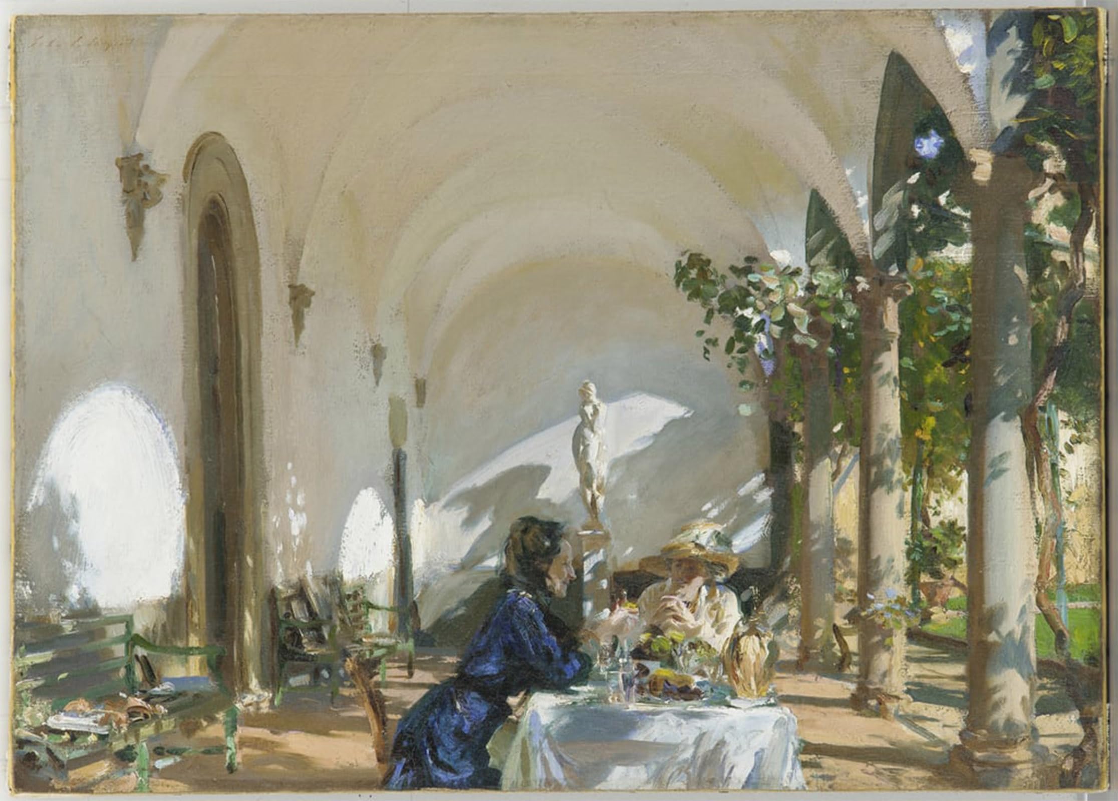 ARTXLXXBN Famous Painting Canvas Artwork Graffiti Print Breakfast in the Loggia by John Singer Sargent Portrait Canvas Image for Home Decor 60x90cm