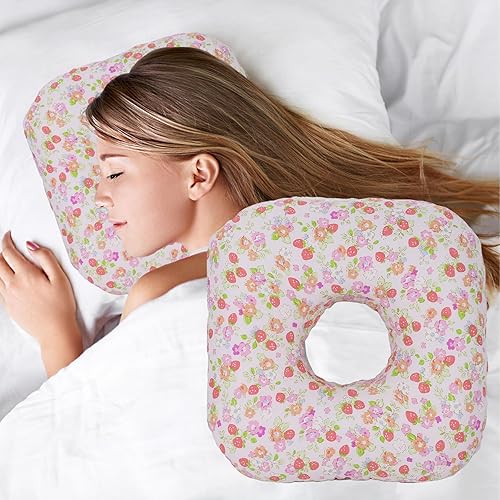 Vista 134 de Almohada perforadora de oreja para dormir de lado, almohada con un orificio para la oreja para CNH y dolor de oído, inflamación de oído, úlceras por