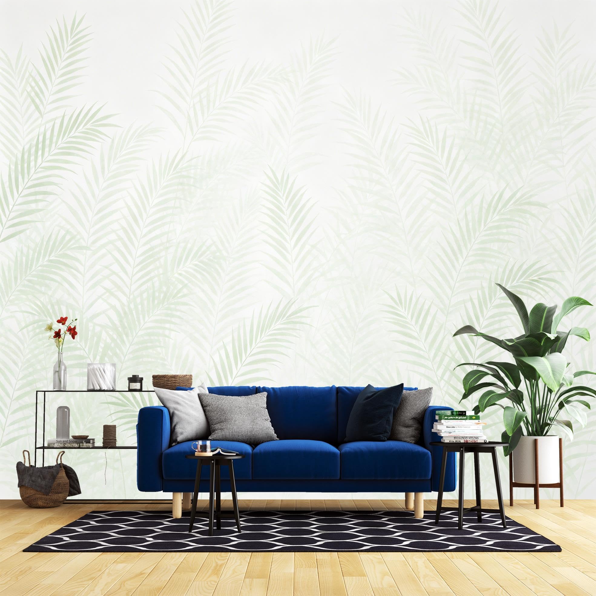 Self Adhesive Wallpaper, 280X180Cm(Wxh) Green Palm Leaf Photo Wallpaper Peel And Stick Poster Waterproof Removable Vinyl Wall Mural For Furniture, Kitchen Worktop, Windowsill Green Palm Leaf 280X180C