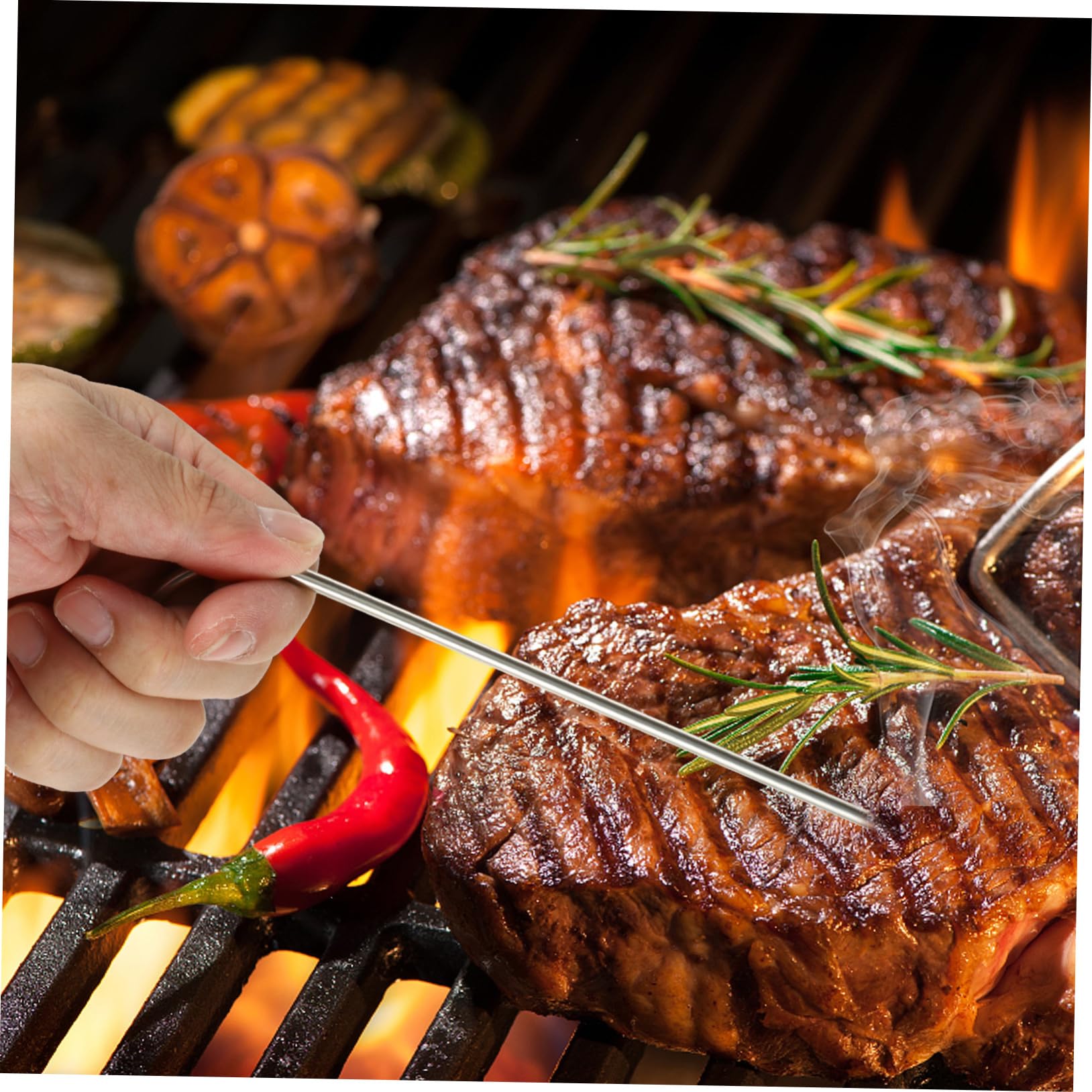 LIFKOME Kabelloses Digitales Fleischthermometer mit Großem Beleuchtetem LCD Display Fernmessung Vorprogrammierte Garstufen Timer Alarm für Grill Ofen Outdoor Bbq Smoker