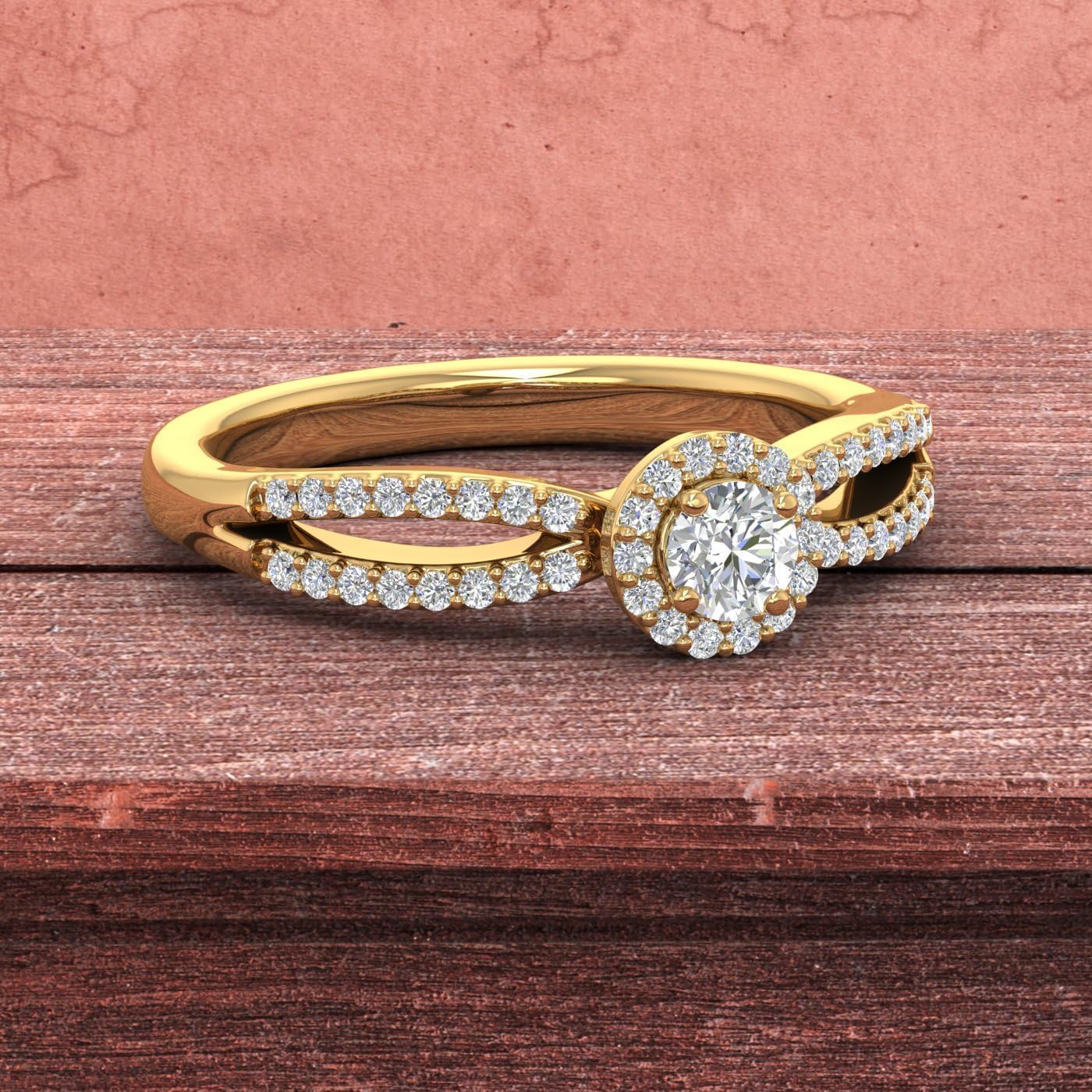 14K Gold Womens Halo Diamond Infinity Love Solitaire Engagement Ring (0.40 Carat) (I1-I2 Clarity)