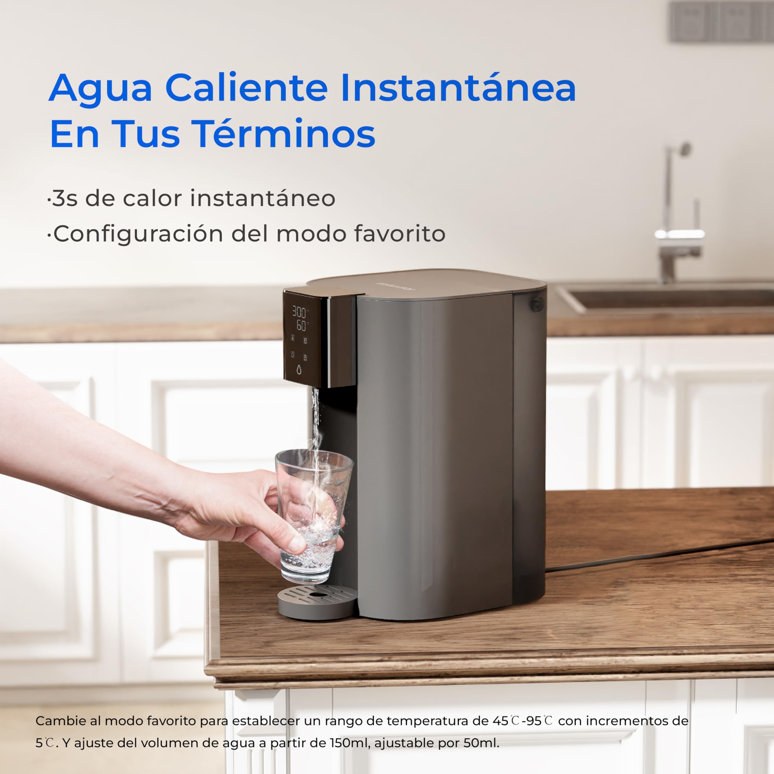 Waterdrop CoreRO Encimera Osmosis Inversa Sistema,Caliente Instantáneo Dispensador de Agua,5 Opciones de Temperatura,RO de Encimera C1H de 6 Etapas,3:1 Puro para Drenar,WD-C1H | Reduce PFAS, Sin Instalación, Relación 3:1 Pura/Descarga, Certificado NSF/ANS