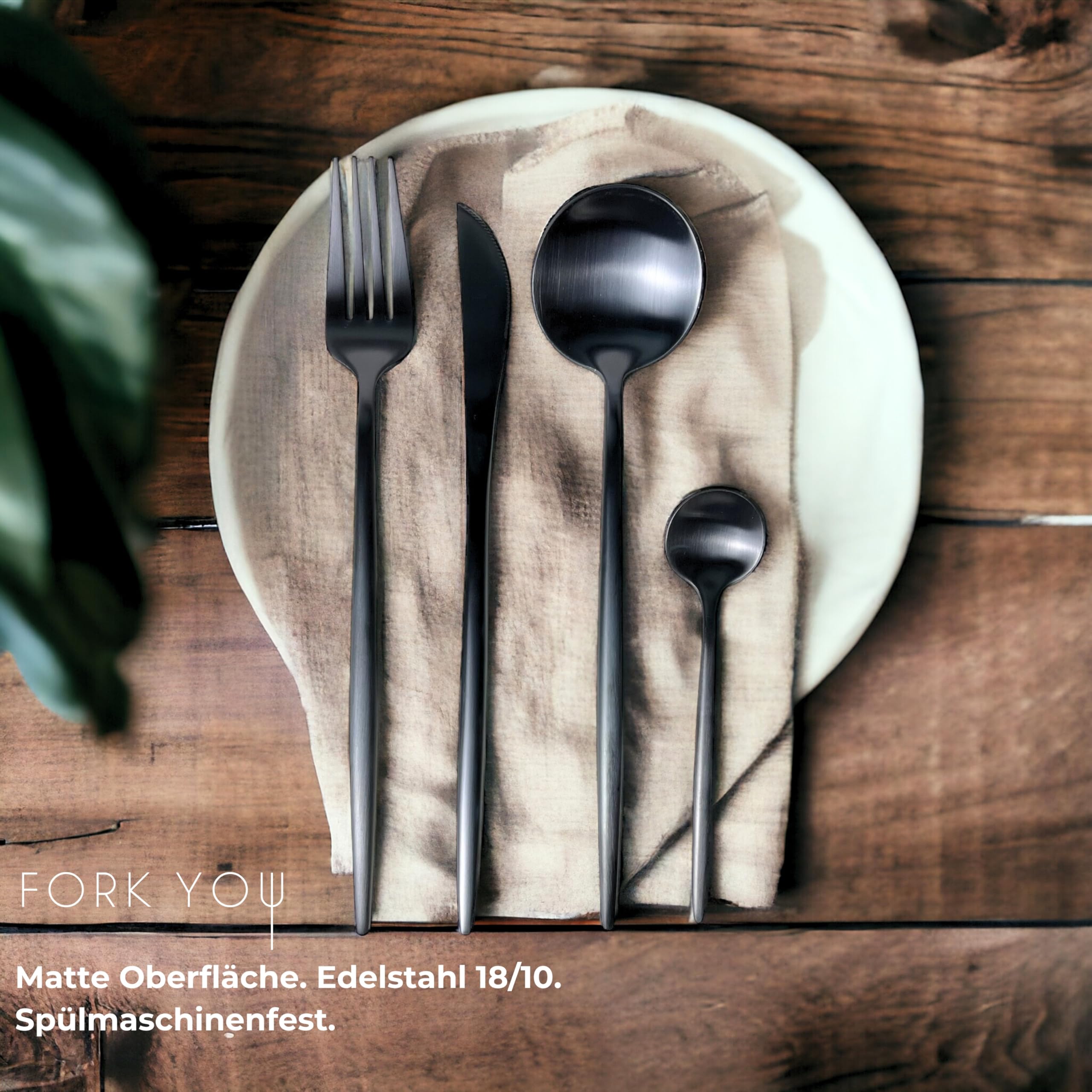 Besteck Set Schwarz Matt (16-teilig), rostfreier Edelstahl, Tafelbesteck für 4 Personen, spülmaschinenfest, Geschenk Set in hochwertiger Geschenkbox