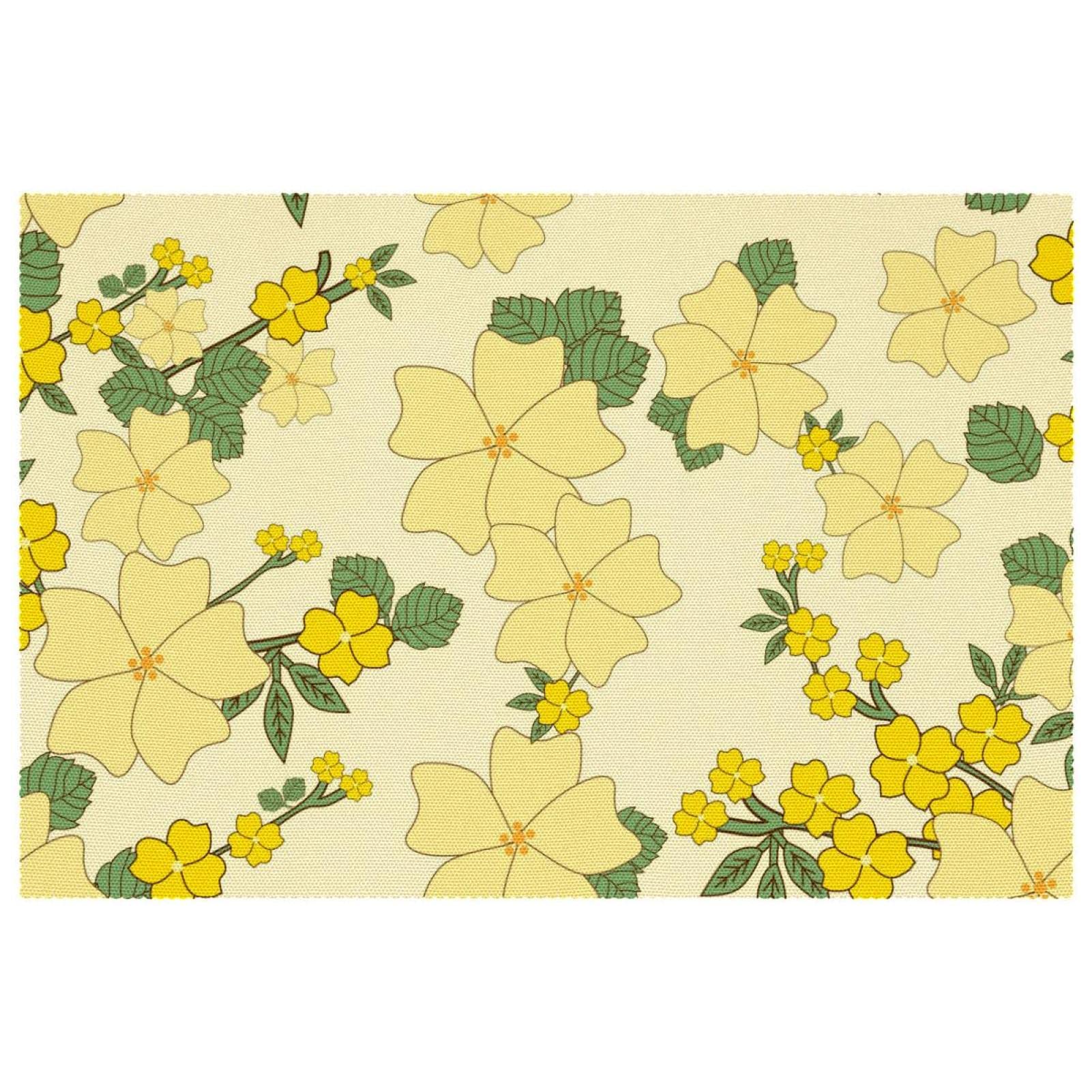 Sets de table motif fleurs sauvages jaunes antidérapants pour salle à manger (lot de 6)