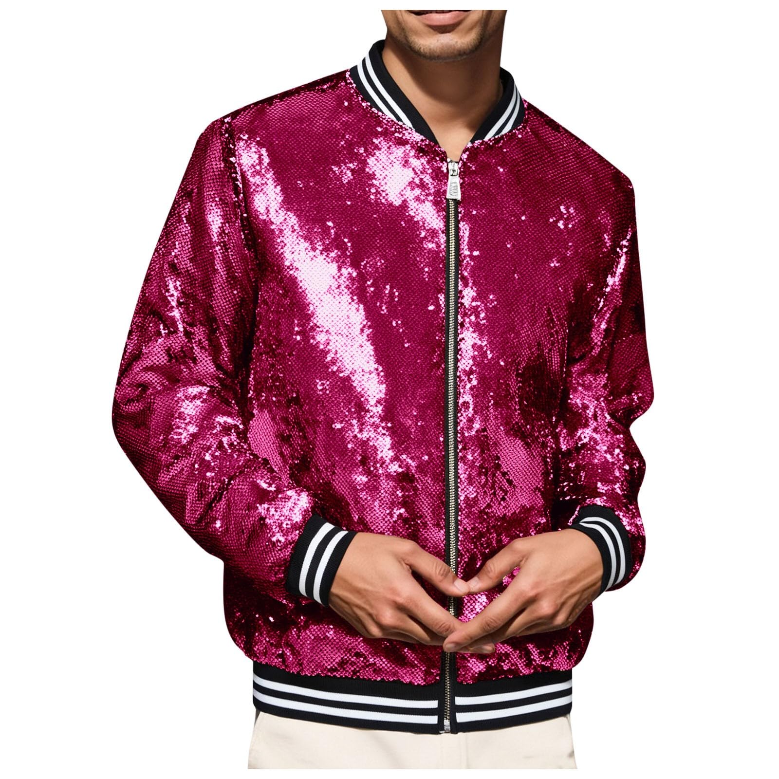 Giacca da uomo a mezza stagione a collo alto giacca da uomo primavera estate paillettes cappotto da lavoro casual bombers escursionismo antivento aeratore giacche sahariane giacca da baseball cappotti