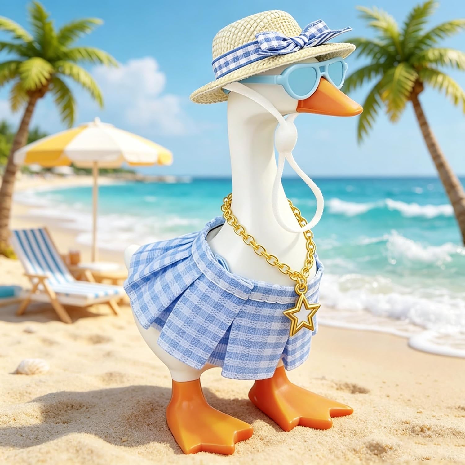 Summer Vacation Desk Goose Outfits - 7 Inch Mini Goose Costume Accessories