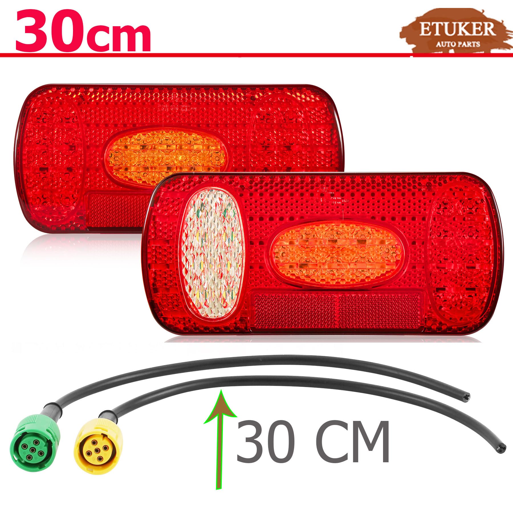 Kit Fanali Posteriori Rimorchio LED 12/24v 7Funzione Fendinebbia Posteriore/Luce Retromarcia/Luci Targa