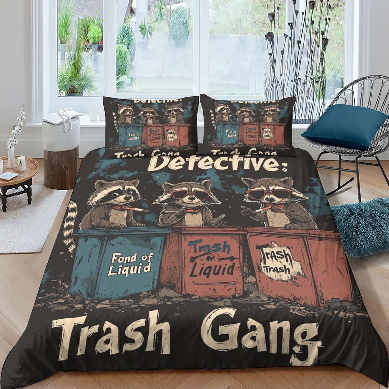 Ctjqhvkz Style-5 3D Printed Detective Raccoon Fitted Sheet Microfiber Soft Brown Cartoon Trash Gang Mattress Cover For Bedroom Decor Single（135X200cm）