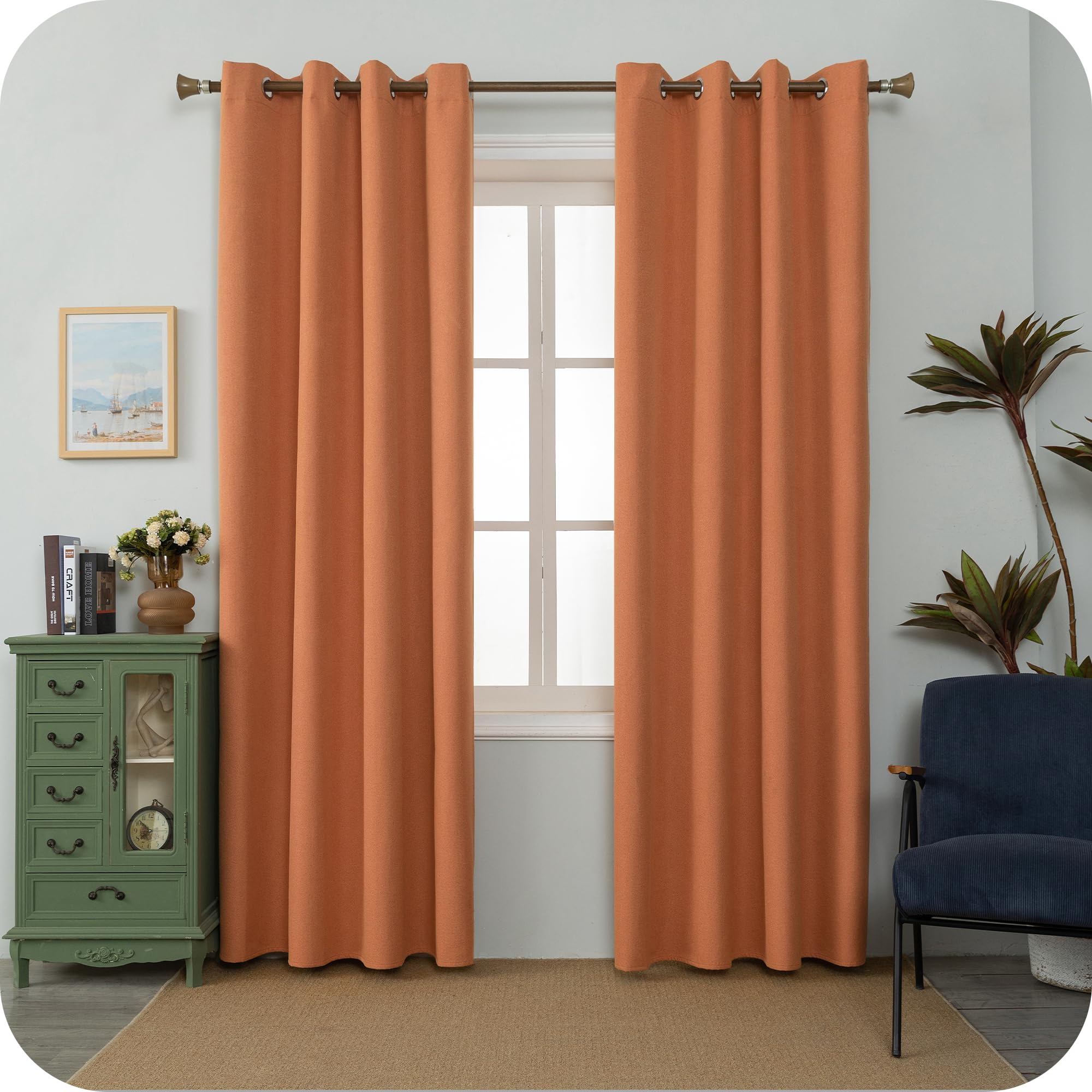 GIRASOLE HOME Barbados Thermo-Vorhang, 100 % blickdicht, mit Ösen