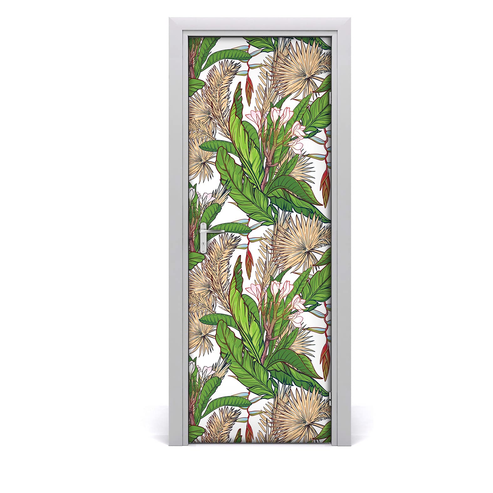 Autocollant de porte jungle paradise 85x200cm papier peint monstera