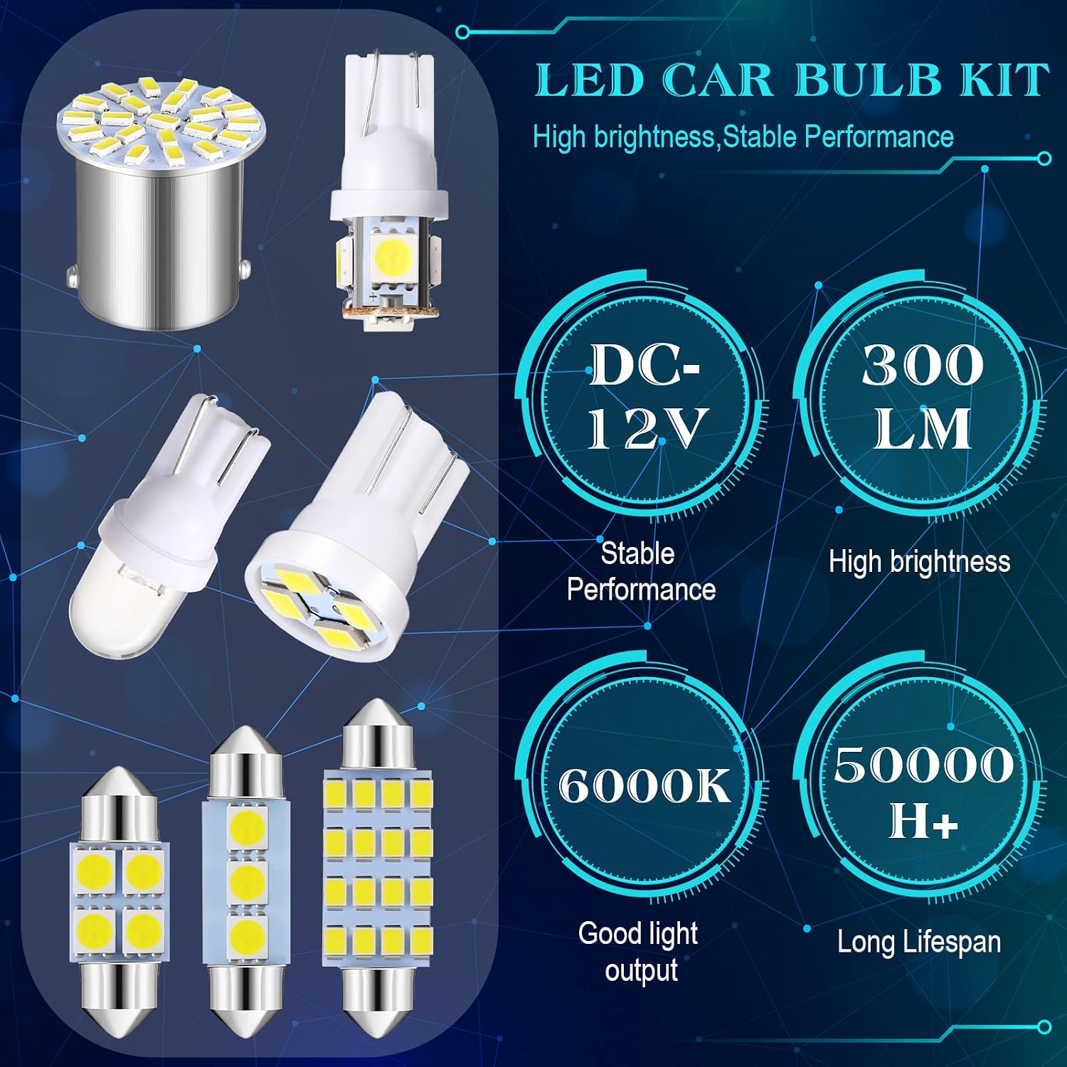 Frienda 70 Pcs Interior Lights LED Car Bulb Kit Set Dome Light 31 36 41 mm 12v De3175 6411 T10 2825 6612f 6615f for Dome Map Read Door Trunk Glove Box License Plate Cargo Courtesy(White)