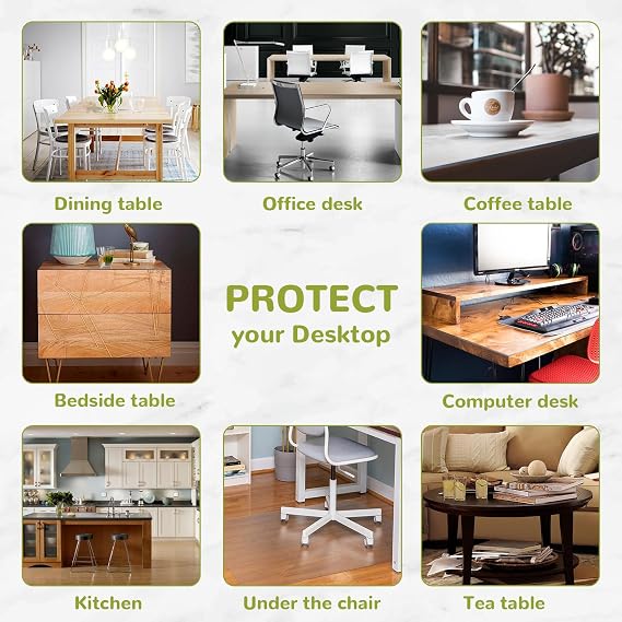 14 x 24 Inch Clear Table Cover Protector, Clear Desk Mat, Table Protector, 1.5mm Plastic Table Cover, Vinyl Table Protector, Mats on Top of Desks