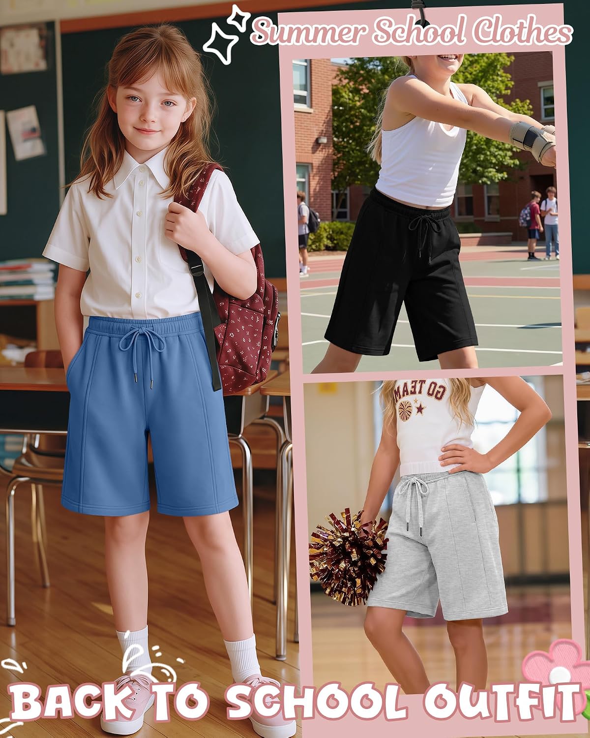 3 Pack Girls' Bermuda Shorts
