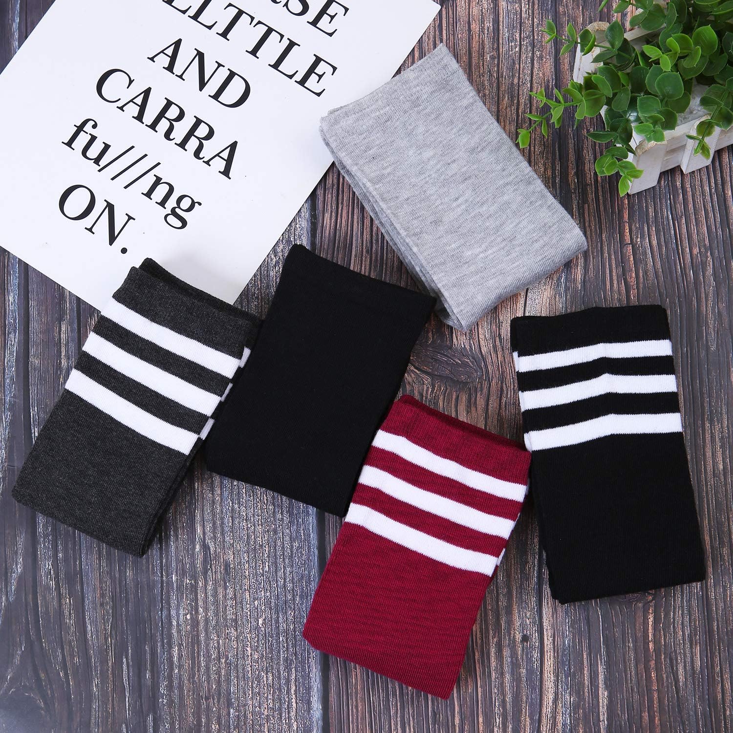 Aneco 5 Pairs Over Knee Thigh Socks Knee-High Sock High Thigh Warm Stockings High Boot Thigh Women Socks for Cosplay, Daily Wear