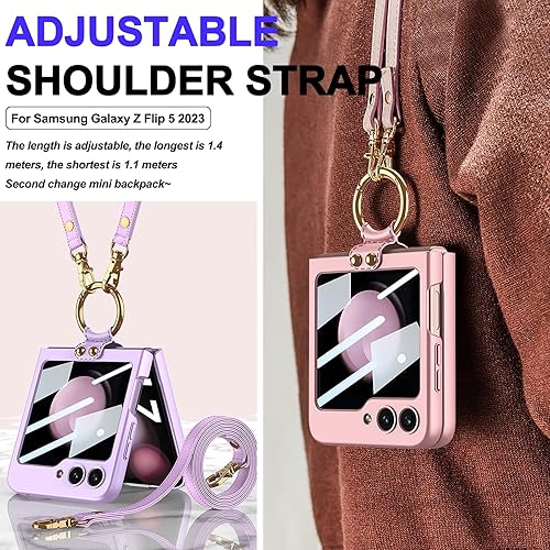 Miniatura 5 de Miimall Funda compatible con Samsung Galaxy Z Flip 5 5G 2023 con cordón (verde)