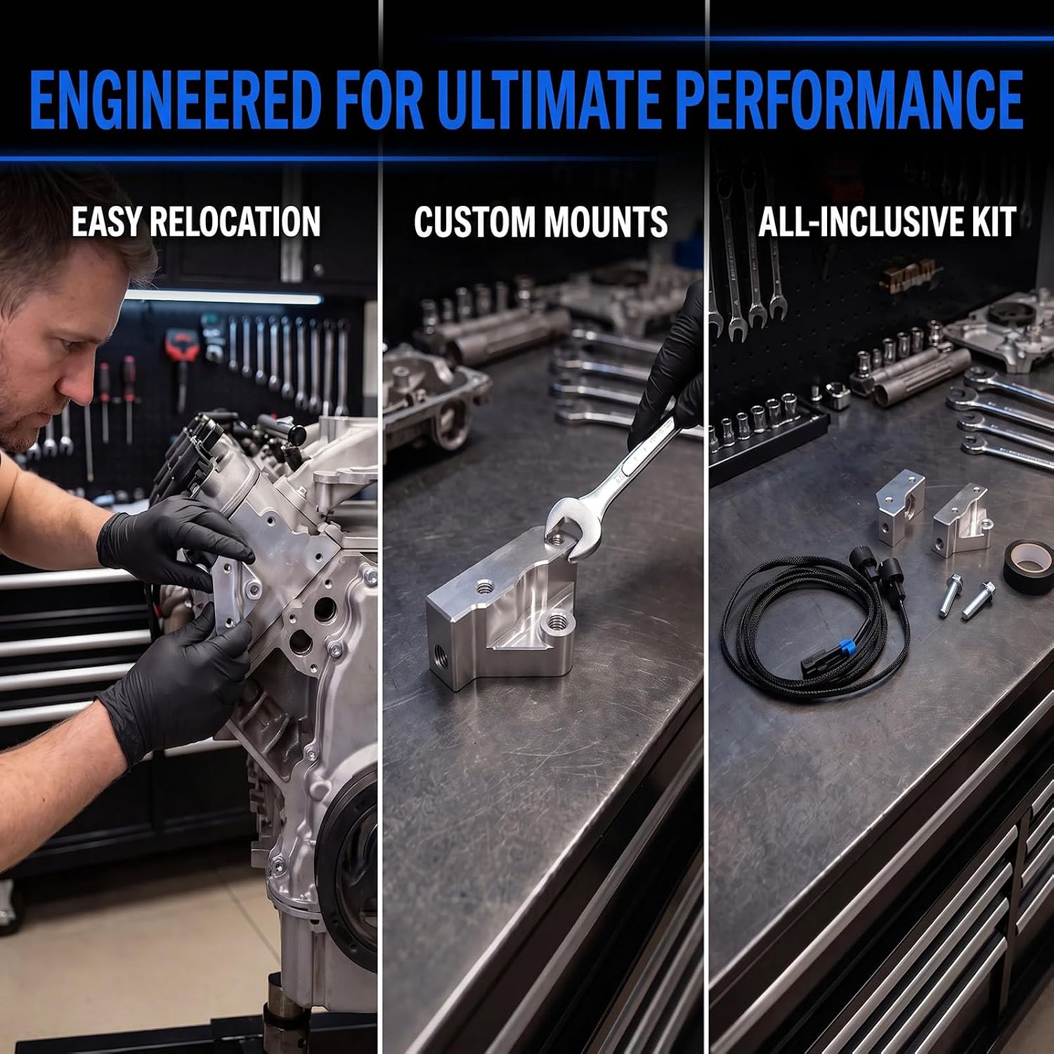 Knock Sensor Relocation Bracket Kit with Extension Harness Fit Gen III LS1 LM7 LQ4 4.8L 5.3L 6.0L V8 Engines.