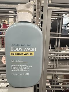 Coconut Vanilla Body Wash with Collagen, 946 ml | Rich Lather Formula, Hydrating Cleanser, Smoother-Looking Skin, Pump Bottle, 32 fl oz