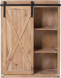 Hawoo Farmhouse Bathroom Wall Storage Cabinet with Sliding Barn Door, Wood Over Toilet Cabinet for Entryway, Kitchen, Bath...
