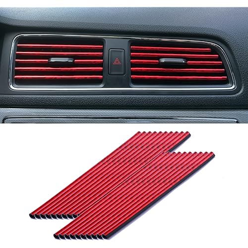 LivTee 20 Pieces Car Air Conditioner Decoration Strip for Vent Outlet, Universal Waterproof Bendable Air Vent Outlet Trim Decoration, Car Interior Accessories (Shiny red)