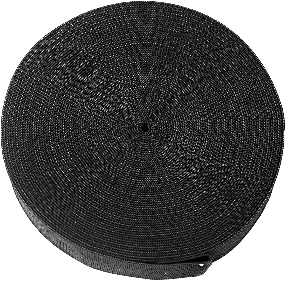 12 Yards Flat Elastic Band Spool Heavy Stretch Sewing Elastic Cord (Black, 3/4 inches width)