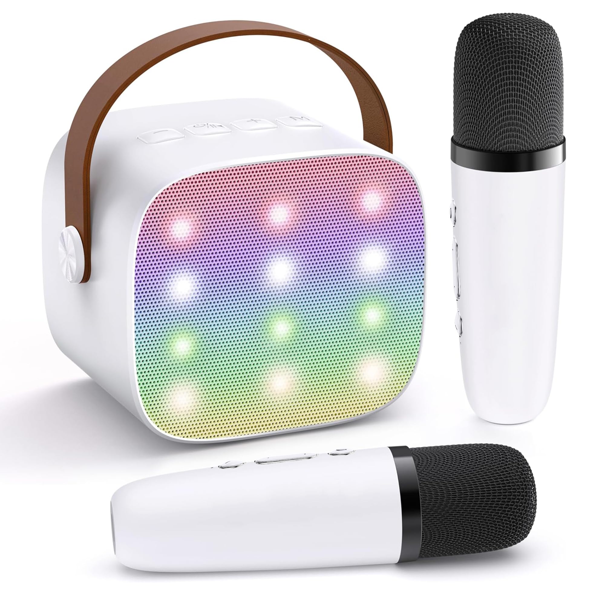 YLL Karaoke Machine for Kids Adults, Birthday Gifts for Girls Ages 4-12 | Portable Bluetooth Mini Speaker with 2 Wireless Microphones, 5 Magic Voices Party, Toy Present for Boys Ages 3,4,5,6,7,8,9,10
