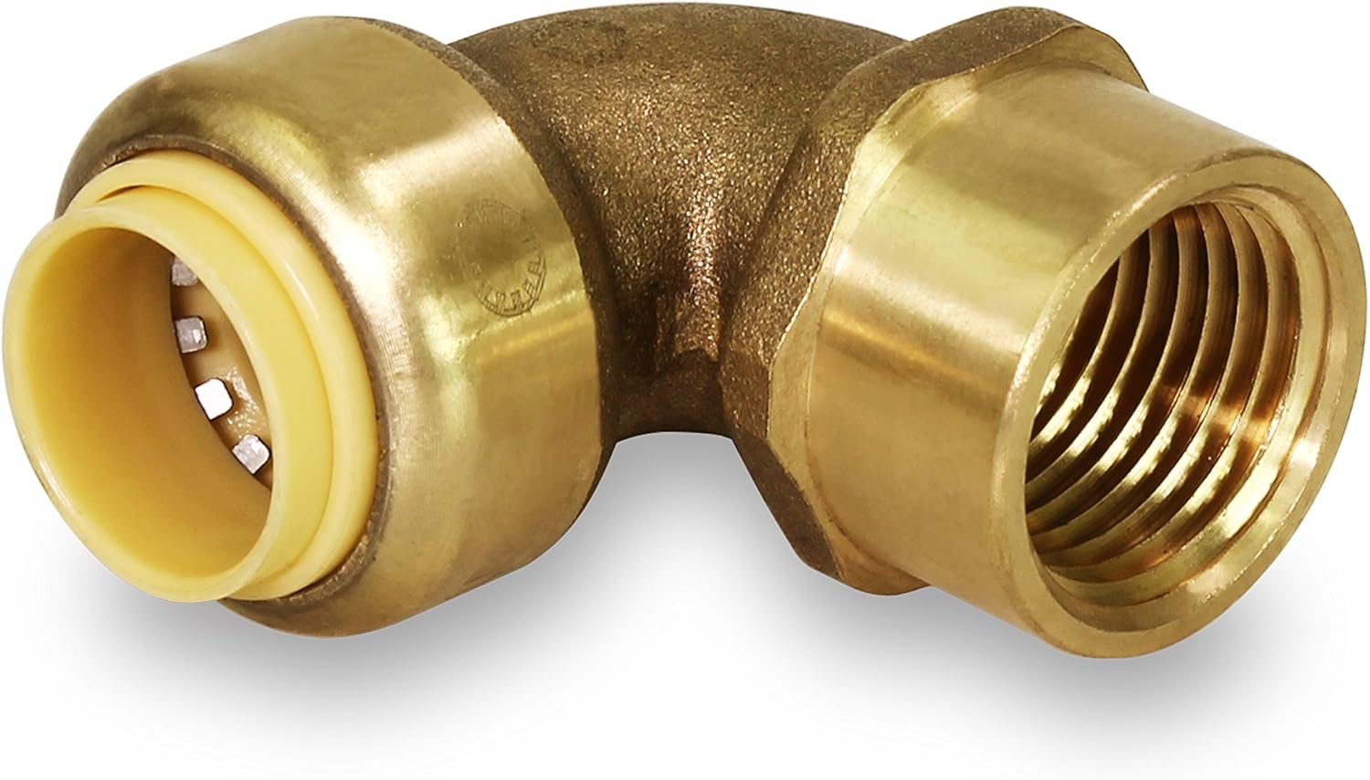 Supply Giant VQGF34 3/4 Inch Long Push x Female Elbow for Push-Fit Fittings, Made with DZR Forged Brass, Connects PEX, CPVC & Copper, Pre-Lubricated Quick Installation