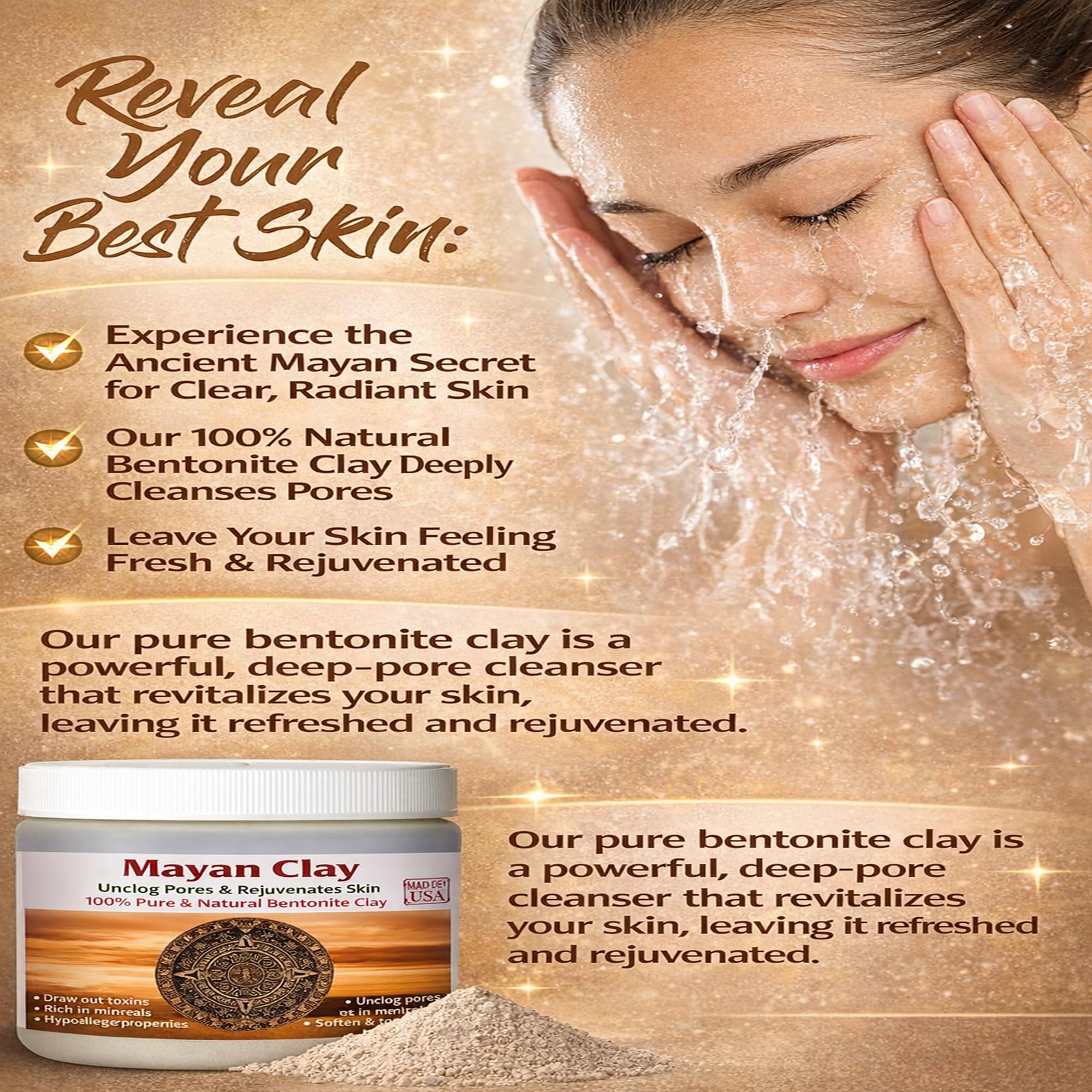 Maya Secret Indian Healing Clay maseczka do twarzy i leczenia ciała, oryginalny produkt w 100% naturalny bentonit (1 funt)