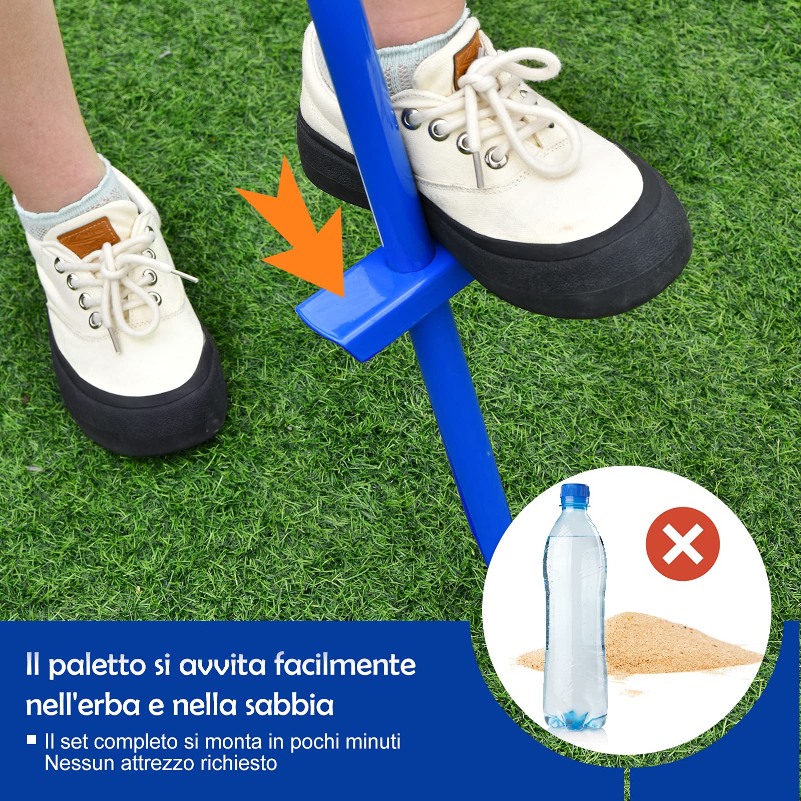 COSTWAY Set di Palline da Tennis, Gioco da Esterno con Palla Oscillante e 3 Livelli di Altezza Regolabili, con Palla, Braccio Girevole, 2 Racchette, Gioco Familiare per Bambini +5 Anni