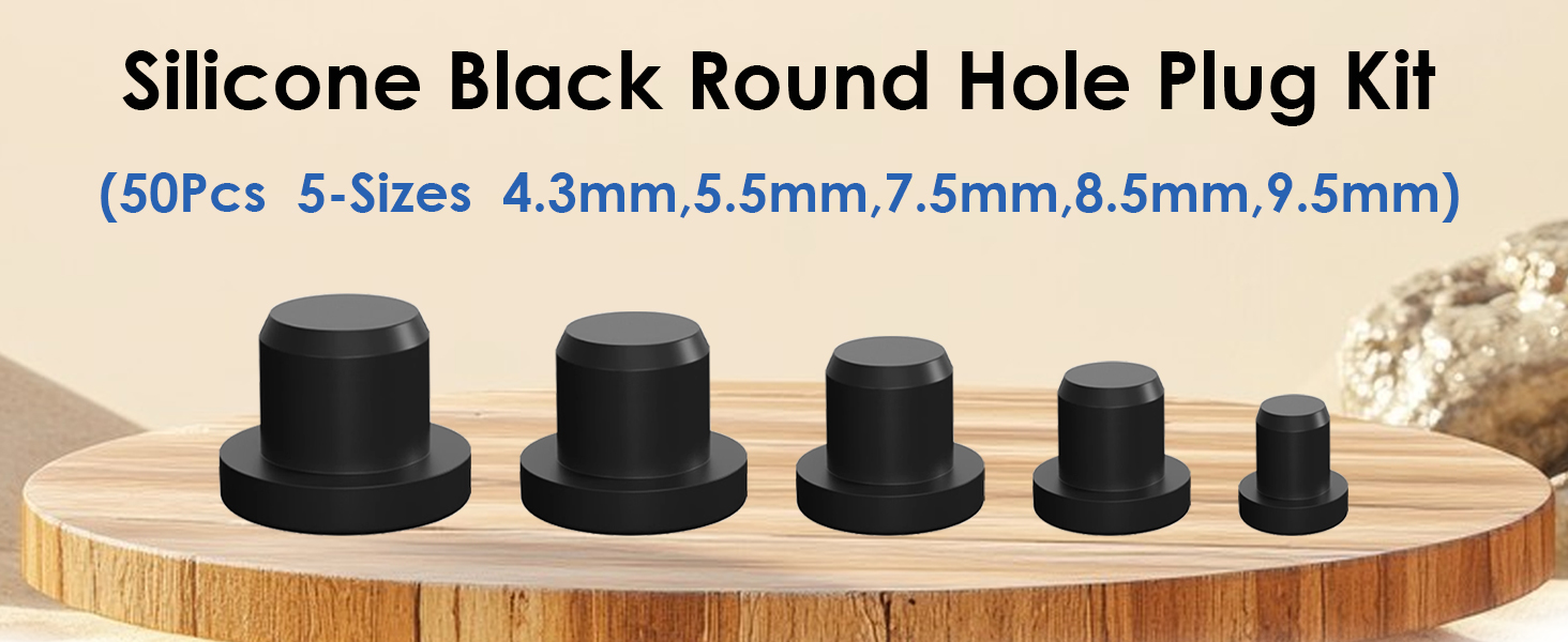 Image of smseace 50Pcs Rubber Plugs for Round Holes 5-Sizes Used for 4-9.5mm /0.15-0.37Inch ID Hole Silicone Rubber Hole Plugs in Biscuits & Plugs for Bottles Flower Pot Metal Tube