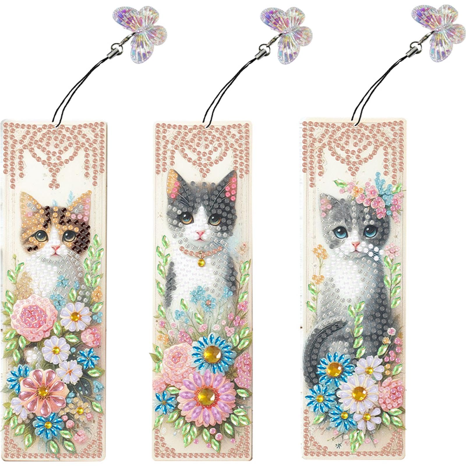 3Pcs Daisy Shape Diamond Painting Bookmarks DIY Kit for Adults & Beginners
