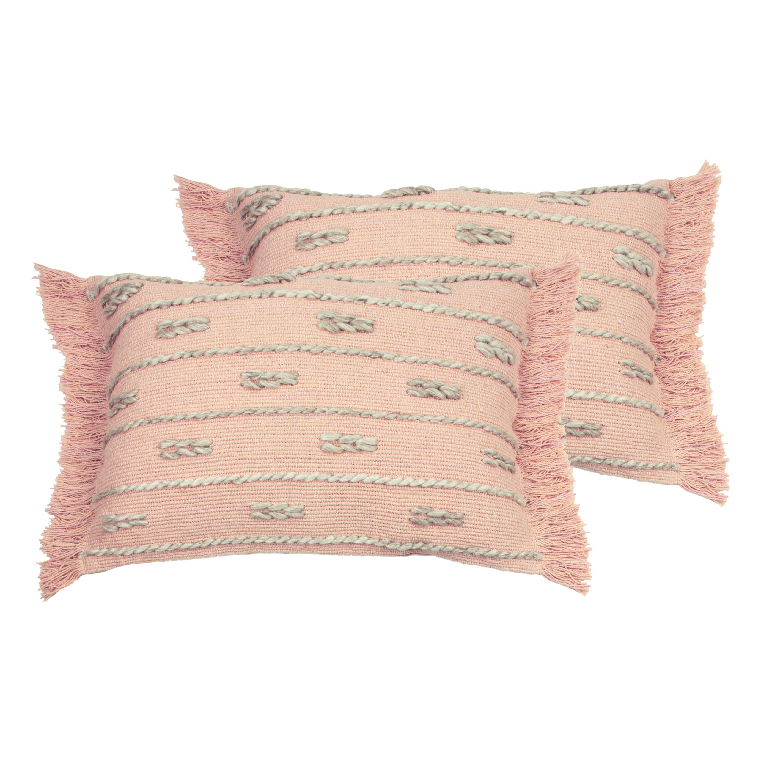 furn. Sigrid Feather Filled Cushions (Twin Pack), Cotton, Polyester, Blush