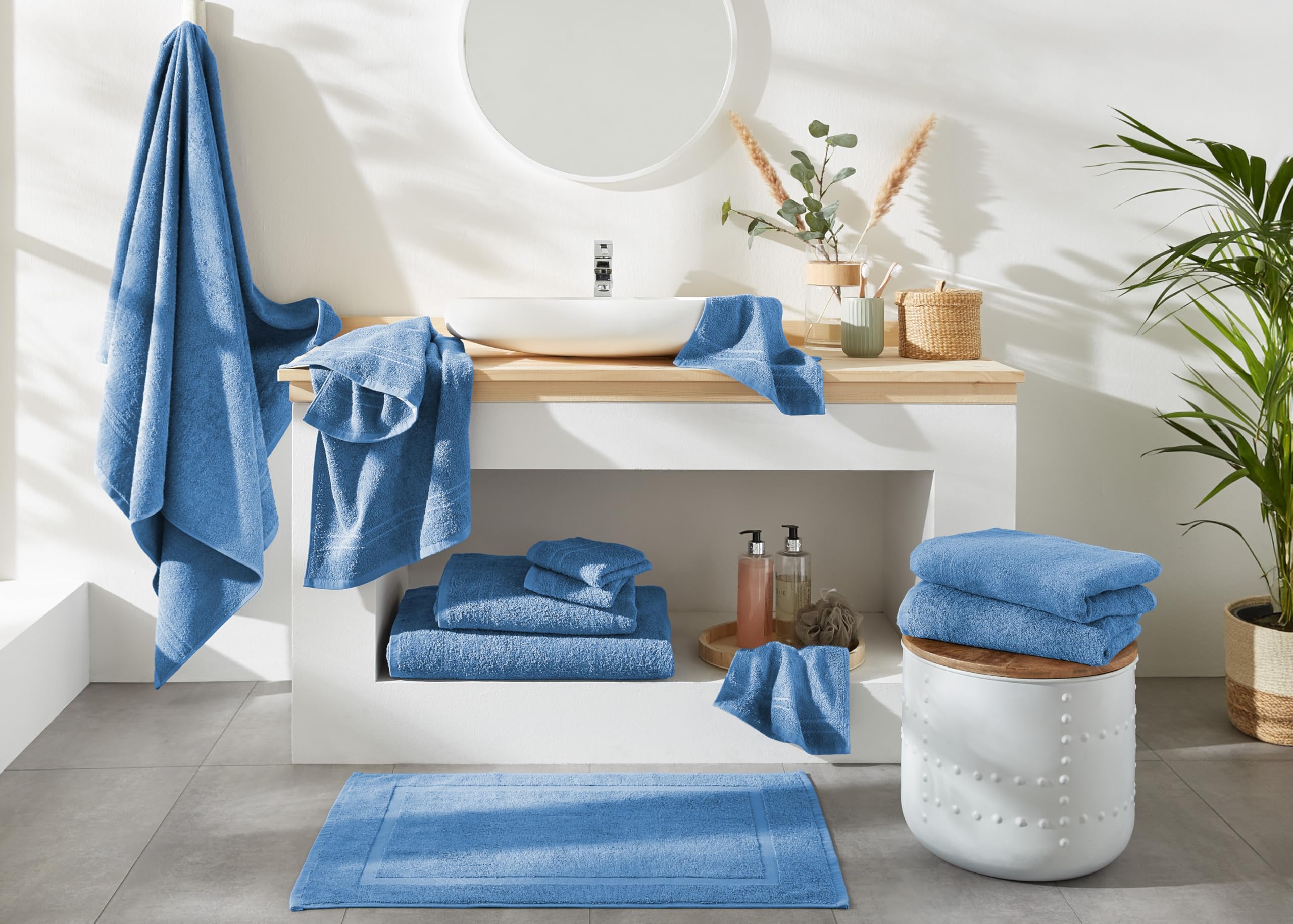 Dyckhoff Kristall Handtuch Set, 10-teilig, Reine Baumwolle, Oeko-TEX Zertifiziert, Kobaltblau, 50x100cm, 70x140cm, 30x30cm