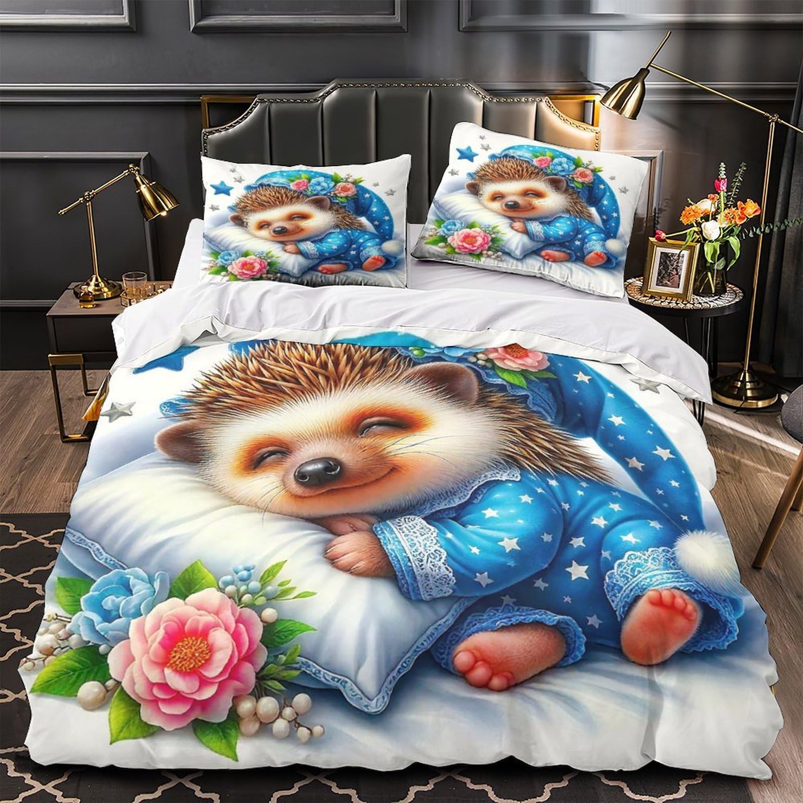 Housse de couette hérisson 3D idéale pour une chambre d'enfant douce et accueillante