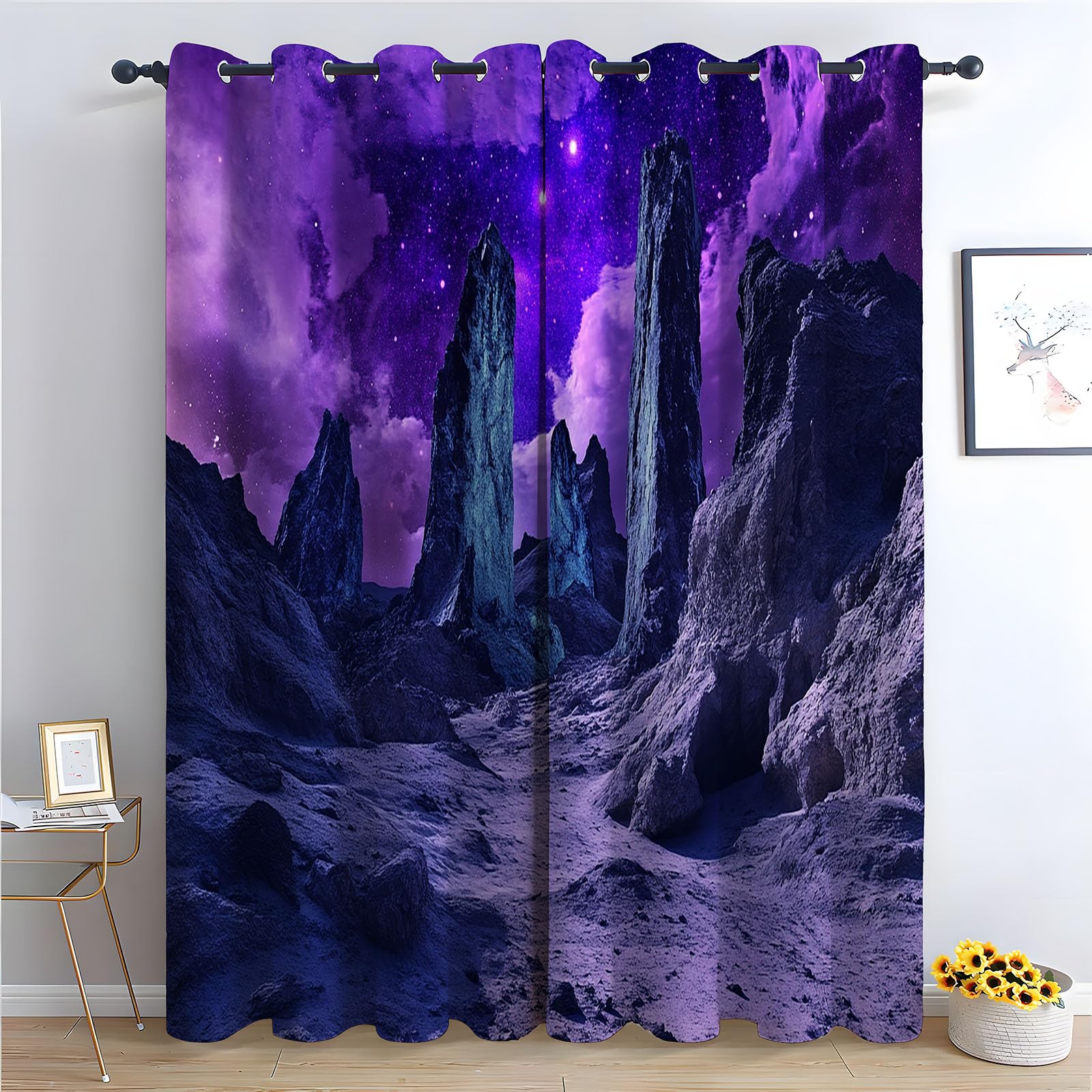 Rideaux occultants thermiques imprimés pour fenetre salon et chambre
