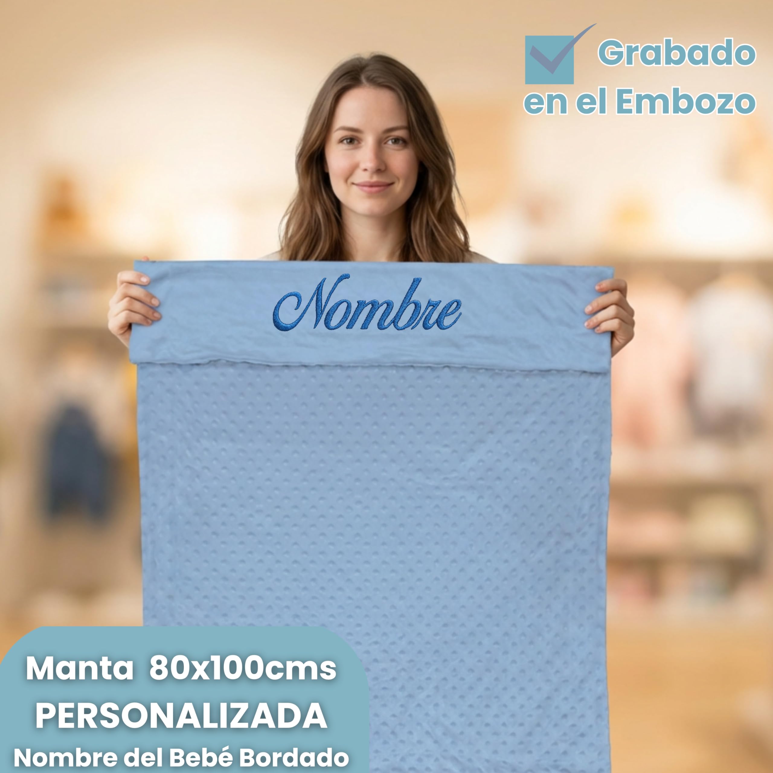 Canastilla Bebé Recién Nacido Soft And Happy (Beige) | Canastilla unisex con manta bordada con nombre, dou dou conejito, muselina, cepillo y peine y pastel de pañales.