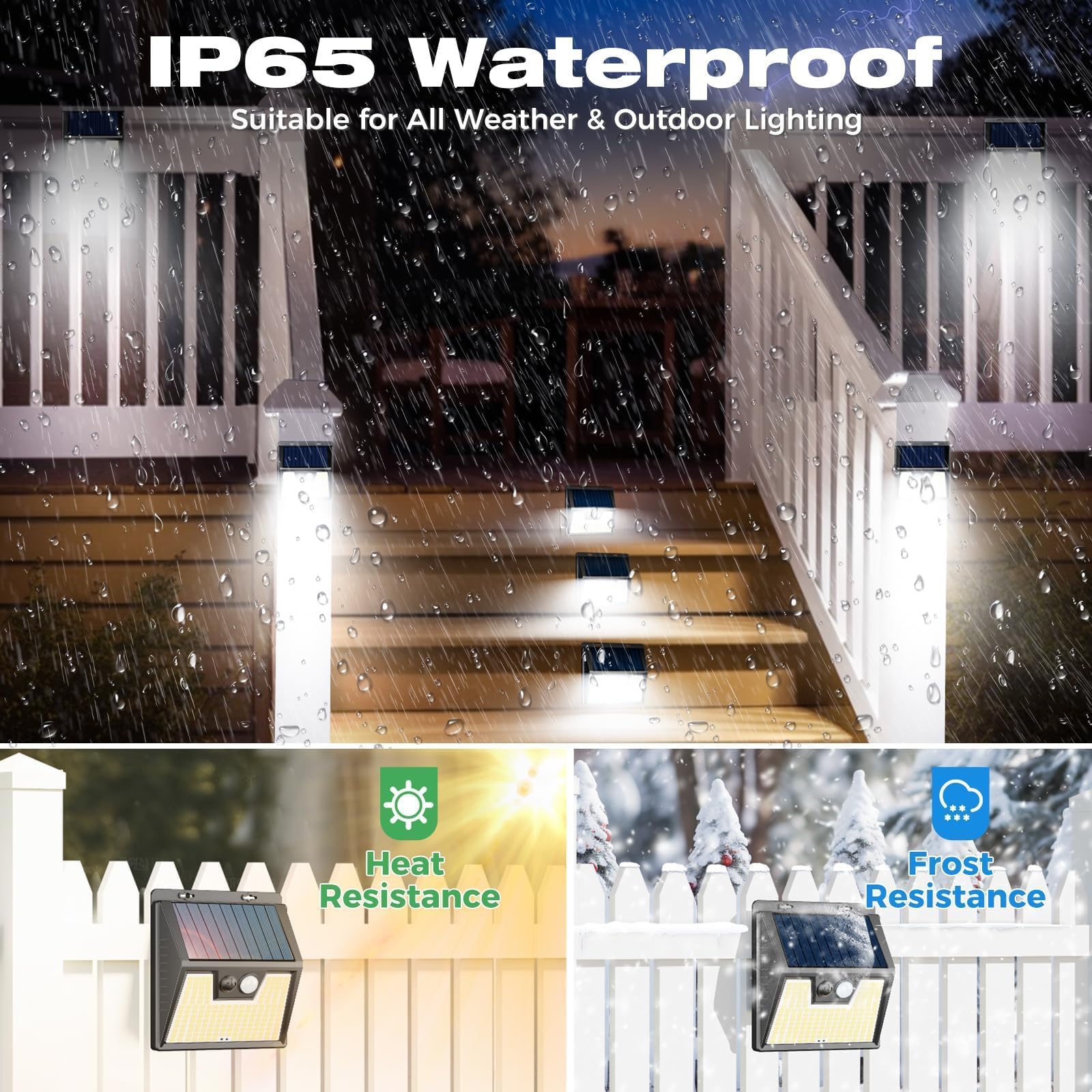LOTMOS 3 Paquete Luz Solar Exterior, 176 LED Focos Led Exterior Solares con Sensor de Movimiento, 3 Modes Impermeable Lamparas Solares Potente para Jardín, Garaje, Calle, Patio, Caminos (Blanco Frío) — view 4