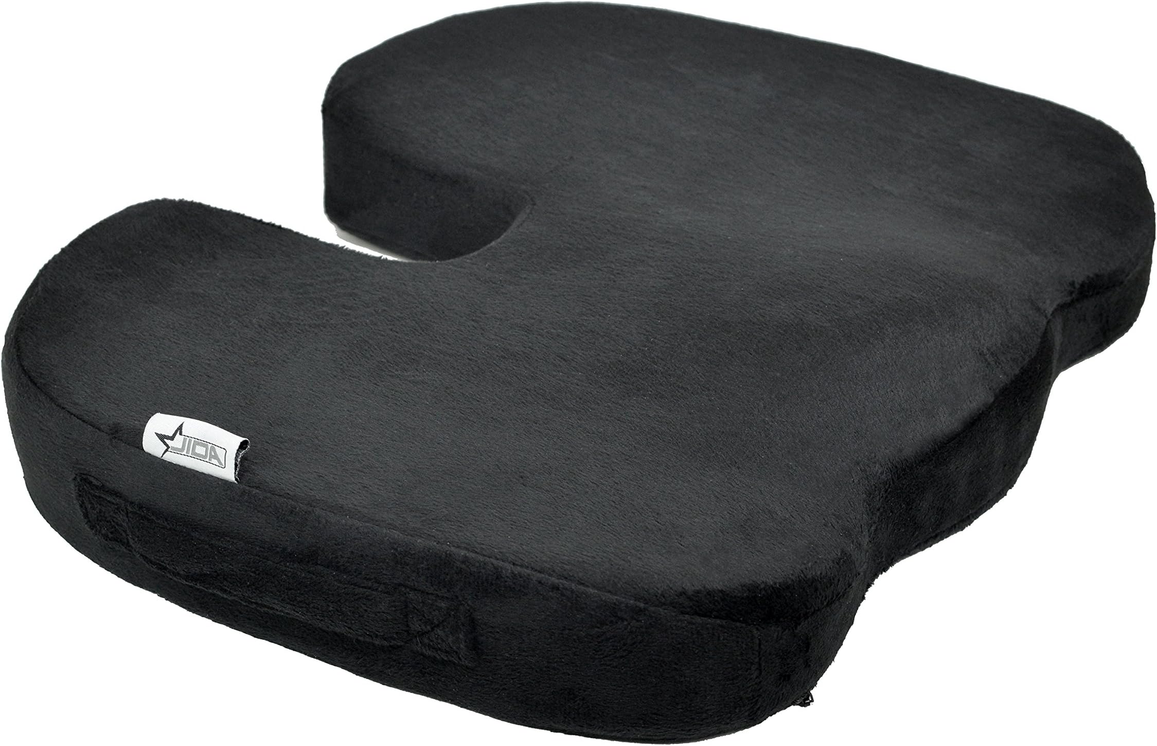 JIDA Orthopedic Comfort Memory Foam Seat Cushion, Office Chair Wheelchairs and Car Seat Pads, for Coccyx Lower Back Support, to Relieve Back & Tailbone Pain and Sciatica (Black)