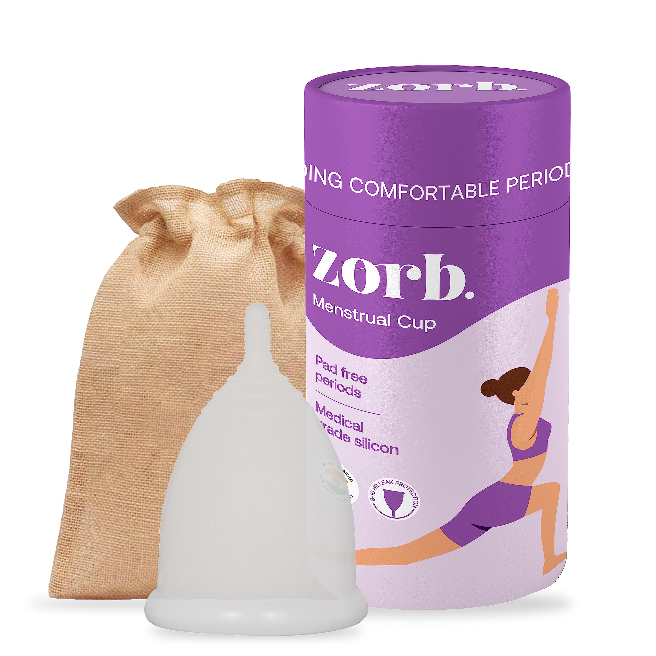 Zorb. Reusable Menstrual Cup For Women | Organic Jute Pouch | Soft Medical Grade Silicon | 8-10 Hour Protection | No Rashes And No Leakage | Made In India | Small Size, White Colour - Pack Of 1 (B0C8HY453L) Amazon Price History, Amazon Price Tracker