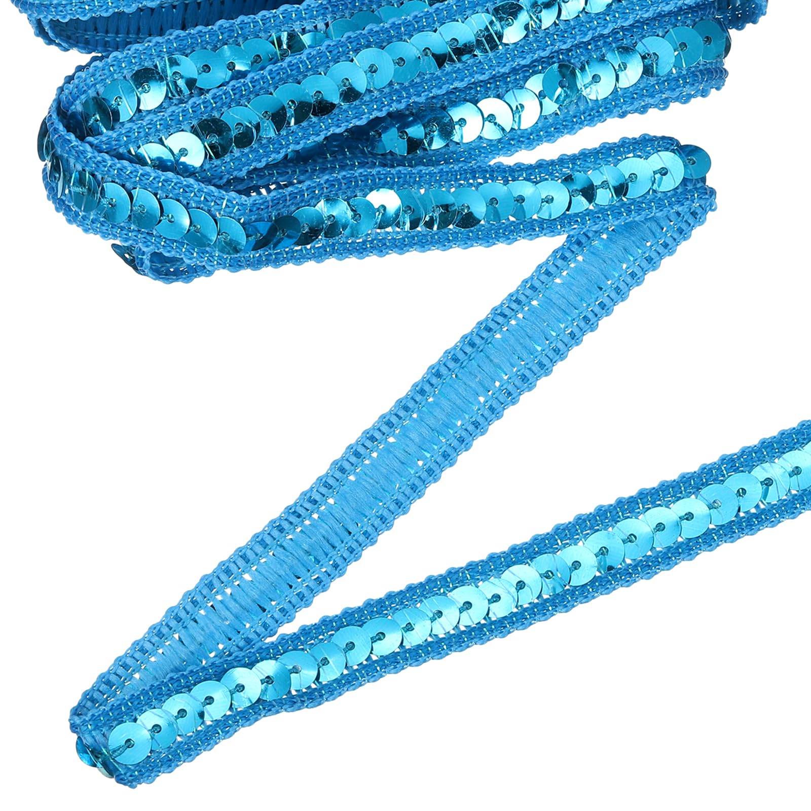 sourcing map 5.5 Yard Sequins Trim Ribbon 0.5 Inch Sequin Gimp Braid Trim Spangle Flat Sequins Paillette Fabric Flat Trims Strips for Crafts Sewing Clothes Home Party Decoration, Blue