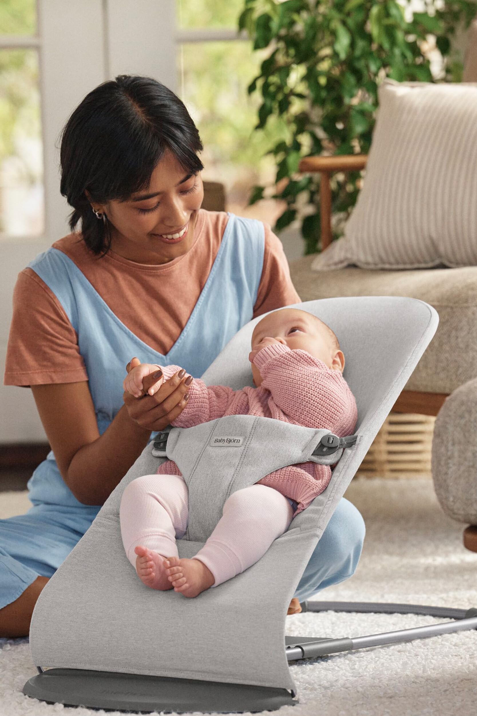 BabyBjörn Bouncer Bliss, tejido mélange, gris claro