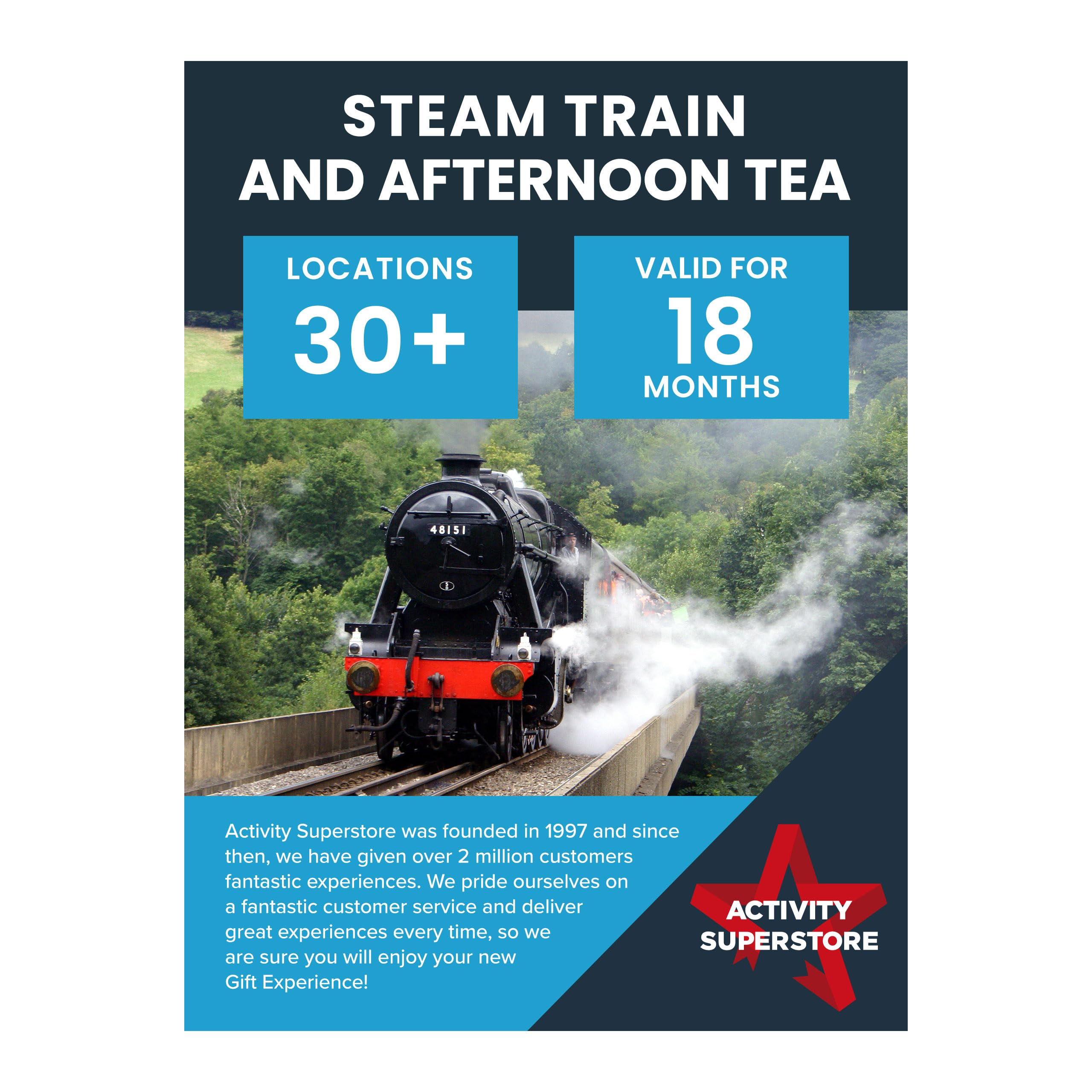 Sponsored Ad – Activity Superstore Steam Train and Afternoon tea Gift Experience - Avaliable at 30+ UK Locations, Experience Days, Train Gifts, Couples Gifts, Retirement Gifts