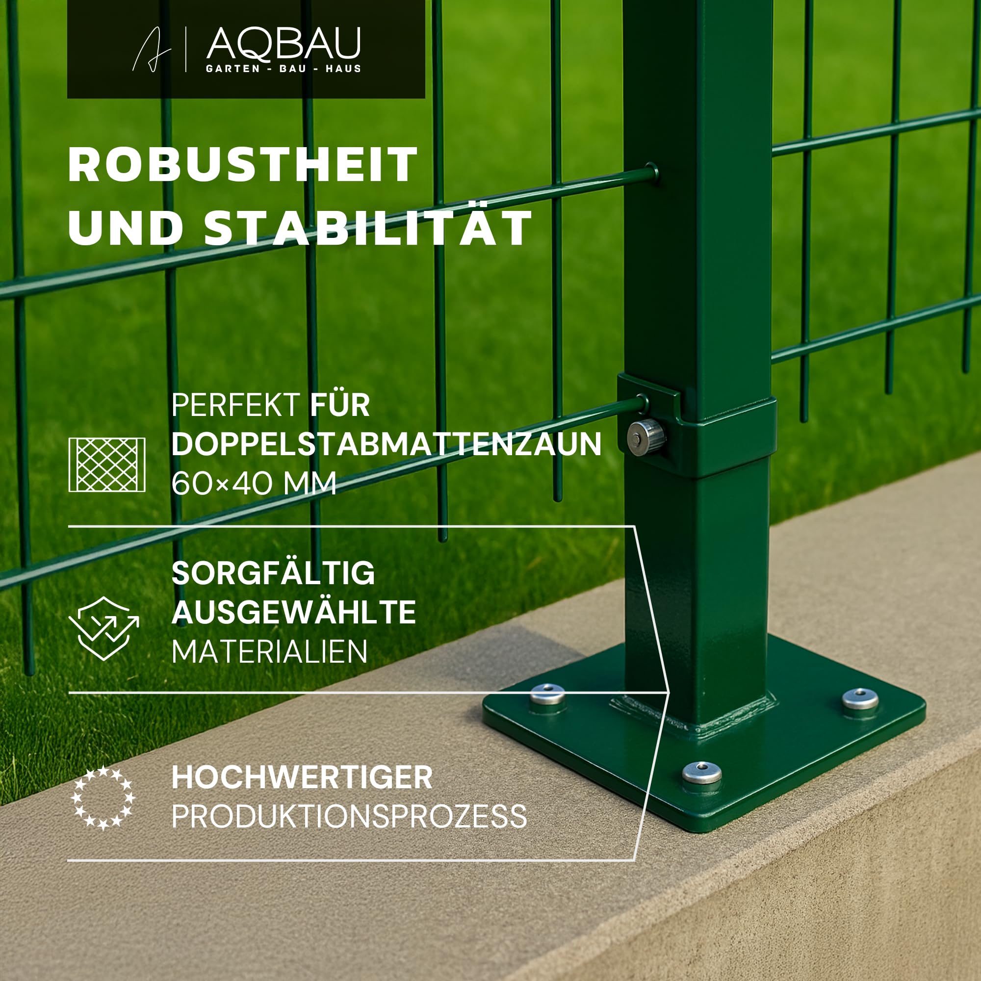 Pfostenträger 60x40 mm Anthrazit RAL 7016 – Aufschraubhülse zum Aufschrauben für Doppelstabmattenzaun Pfosten – Pfostenhalter verzinkt & pulverbeschichtet für Zaunpfosten
