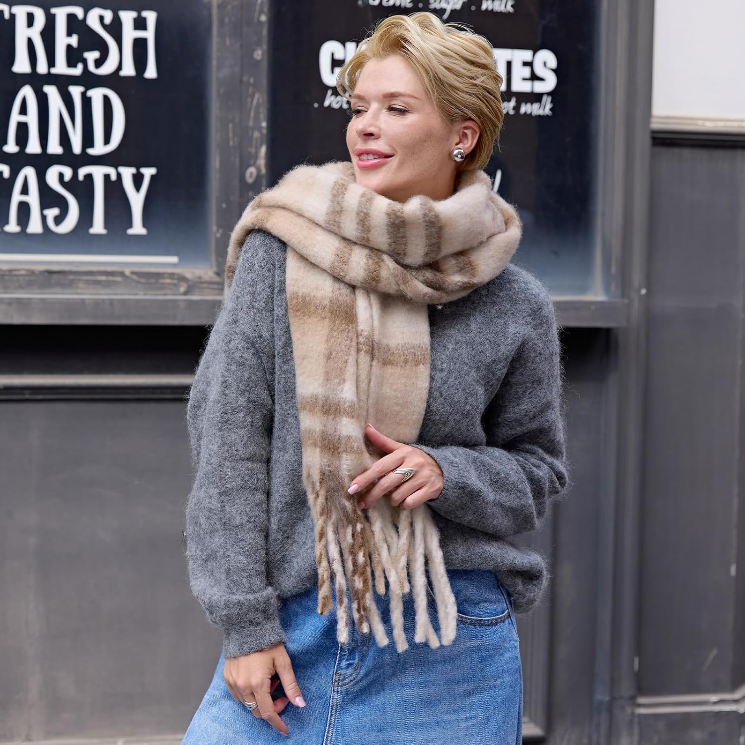 MissShorthair Oversized Chunky Blanket Scarf for Women Winter Warm Colorful Big Scarfs Plaid Thick Scarves Soft Fluffy Shawl - Image 2