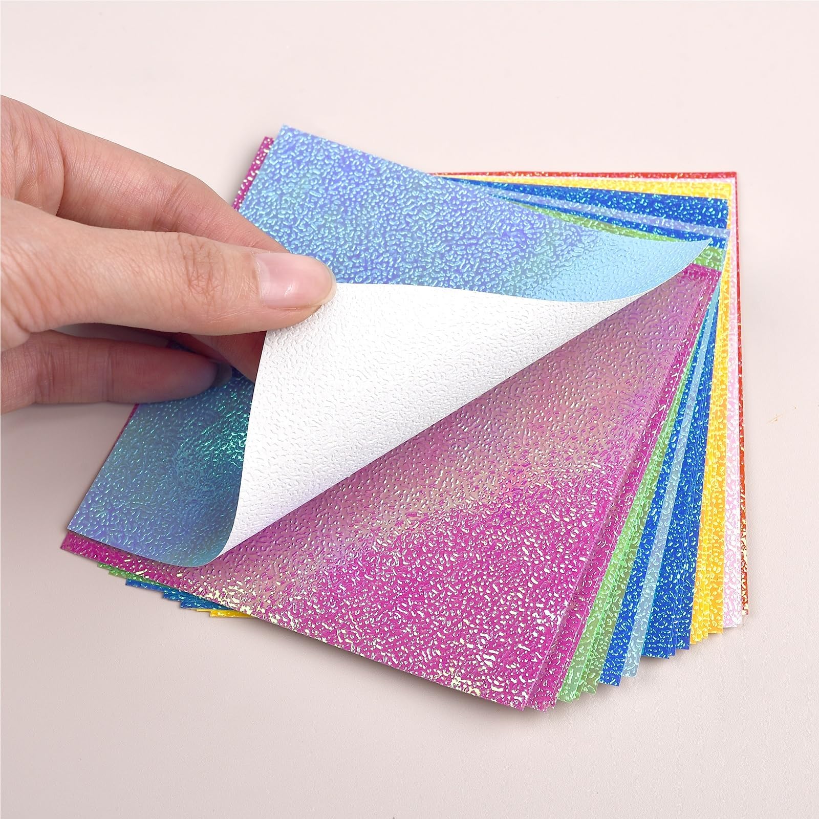 100 Stück Mix Perlglanzpapier Buntes Glitzer Origami Kinder Handgefertigte Materialien DIY Scrapbooking Faltbastelpapier Quadrat Für Handgefertigte Dekorationen(7x14cm)