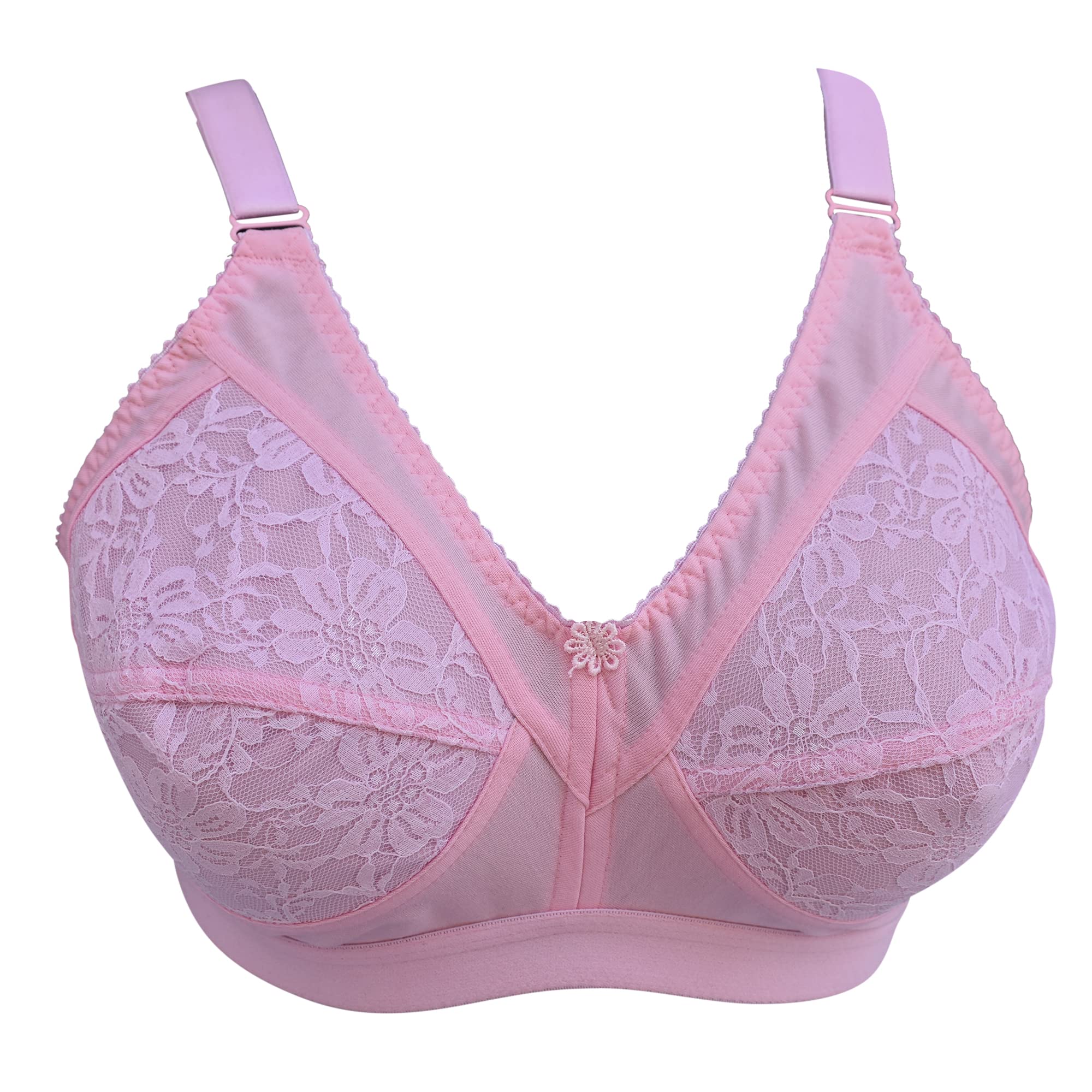 NINTEEN-69Cotton Plain Lovable Non-Padded Wirefree Seemed Bra Full Coverage for Women