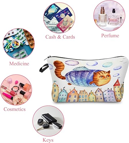 Miniatura 8 de Bolsa de maquillaje de viaje para gatos, lindo organizador de cosméticos de dibujos animados, divertidos regalos inspirados para adolescentes, hija,