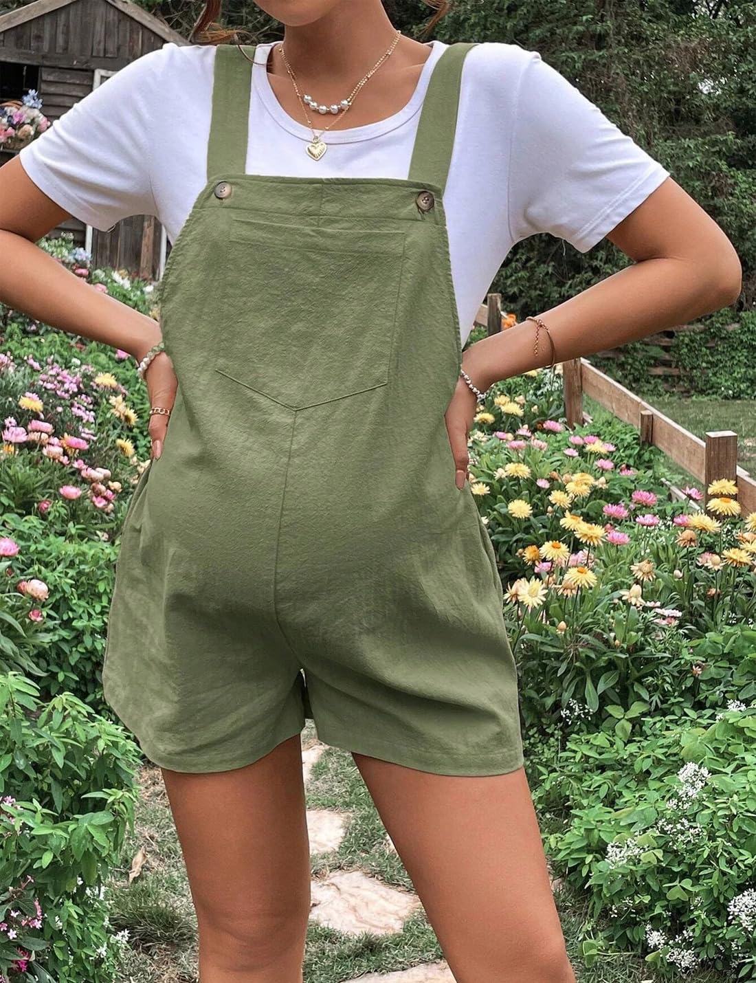 Sukany Pantaloncini da donna premaman casual in gravidanza tuta con cinturino regolabile senza maniche corto pagliaccetto pantaloncini
