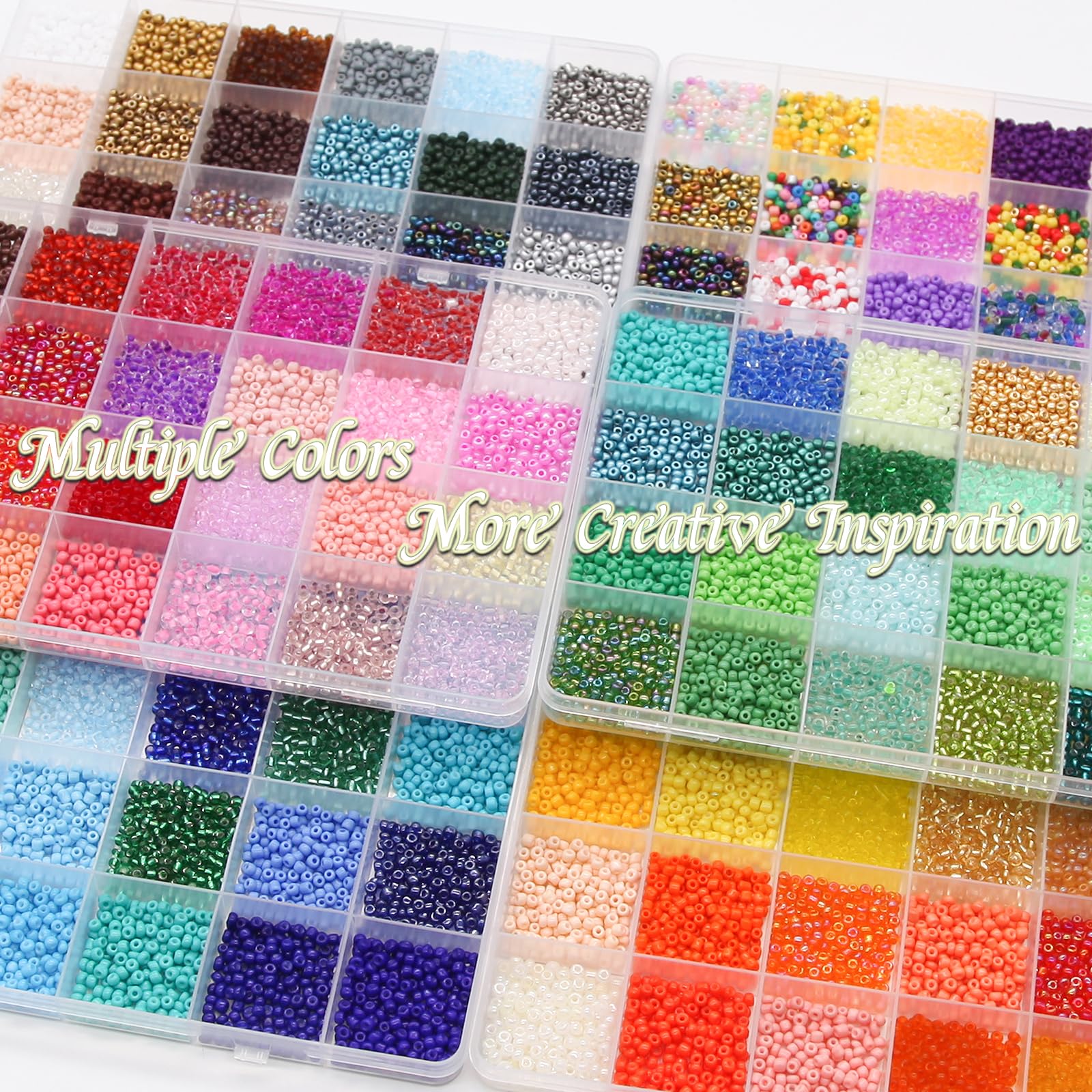 Kit de cuentas de cristal de 3 mm, cuentas de cintura pequeña 8/0 con pinzas elásticas para hacer joyas (144 colores)